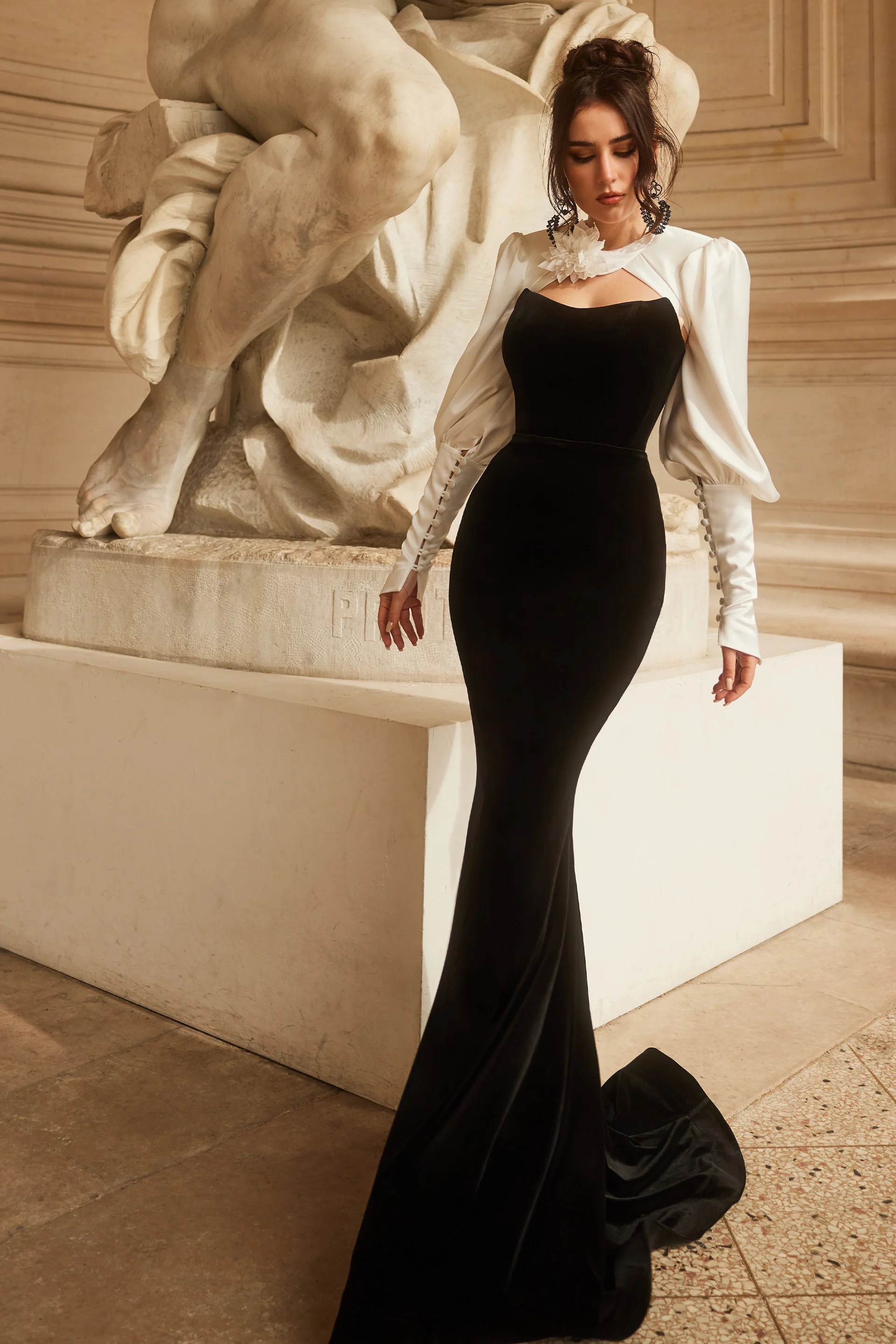 Rochie de seara lunga tip sirena confectionata din catifea Alejandra CA121 - Image 12