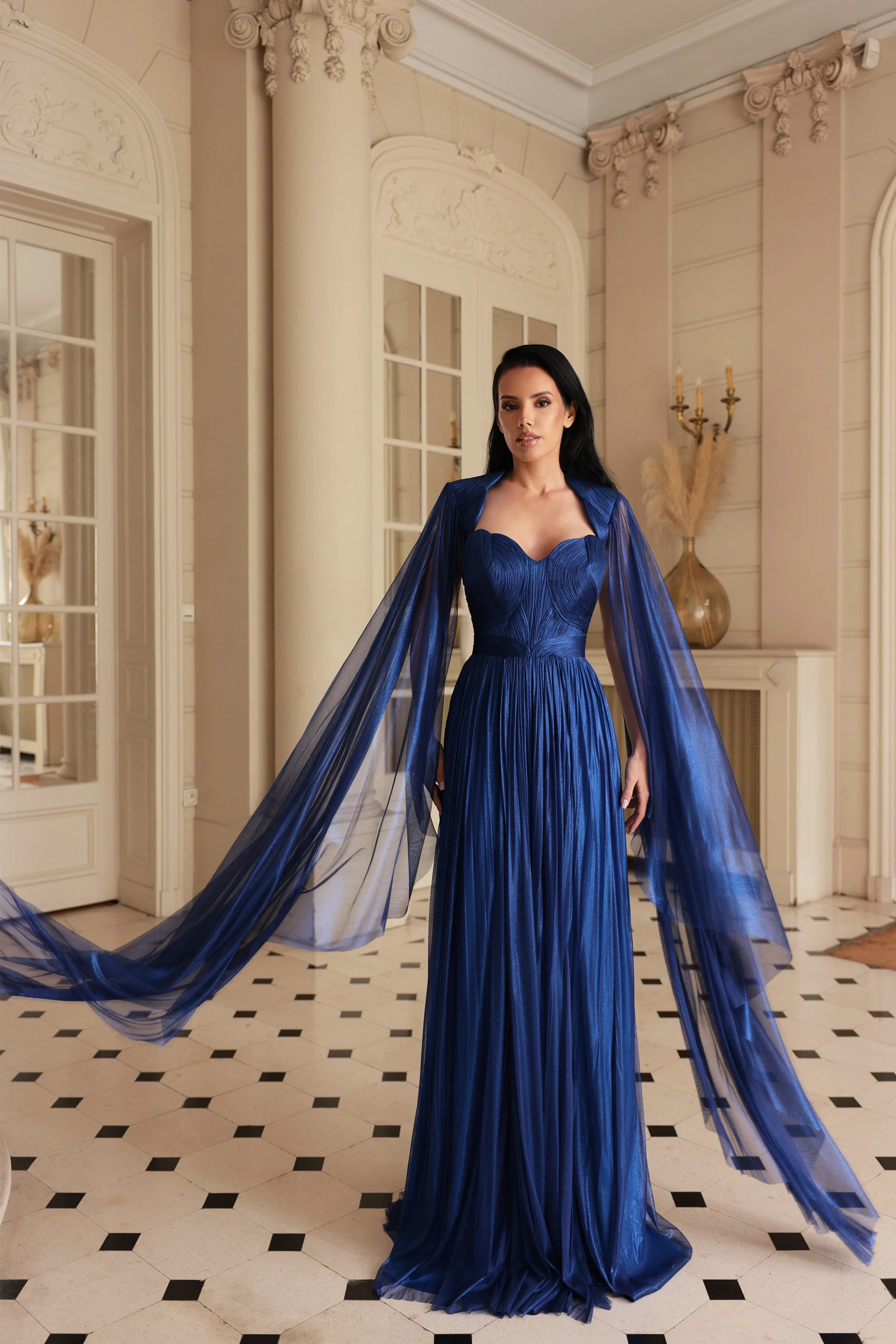 Rochie de seara lunga din tul de matase peliculizat Elara CA182 - Image 8
