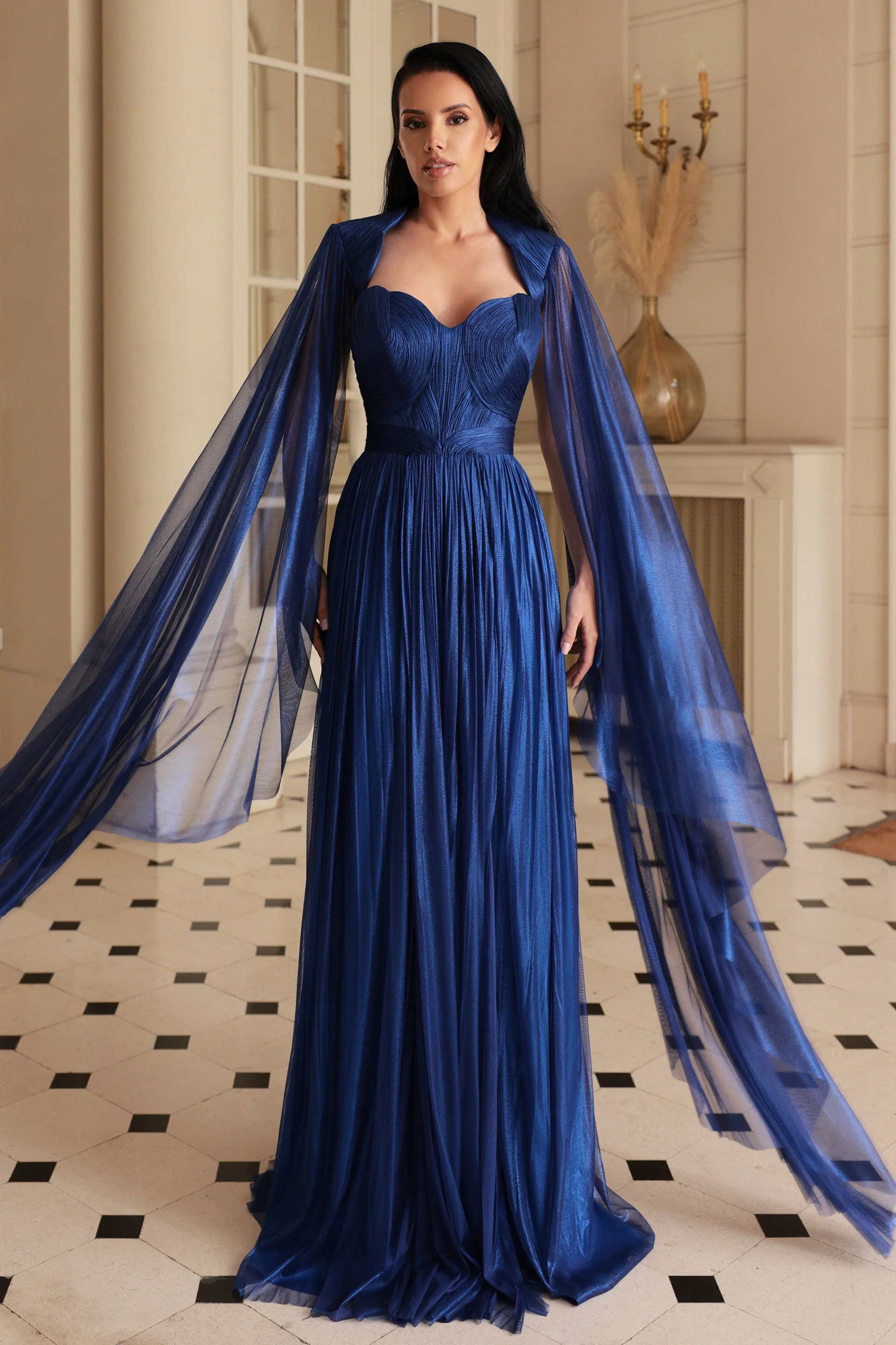 Rochie de seara lunga din tul de matase peliculizat Elara CA182 - Image 9