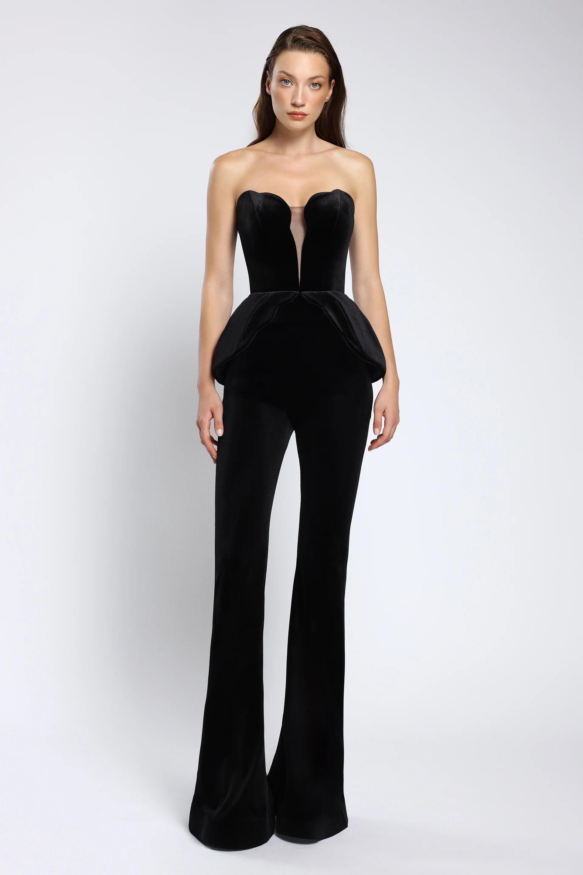 Pantaloni evazați din catifea Midnight Edge CA154 - Image 2