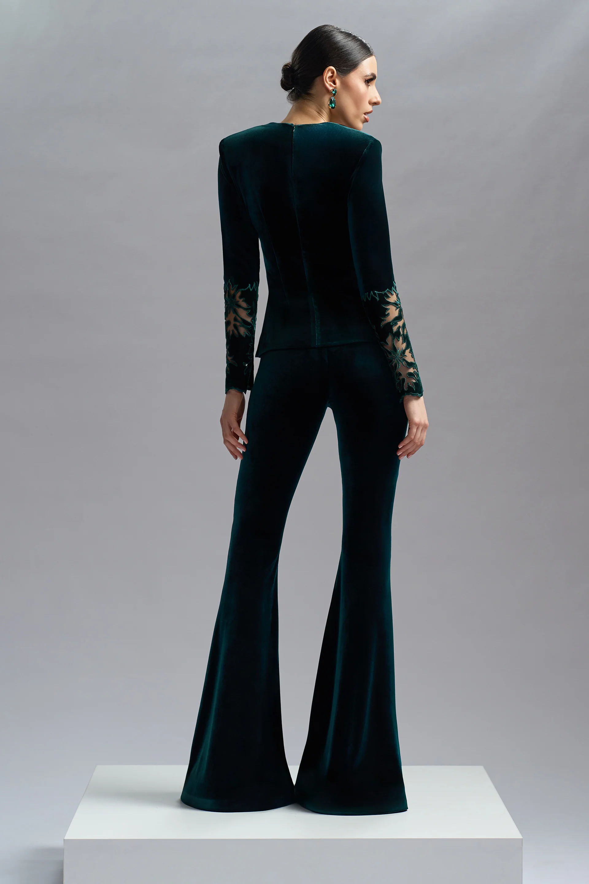 Pantaloni evazati confectionati din catifea Velvet Vogue CA38_V - Image 3