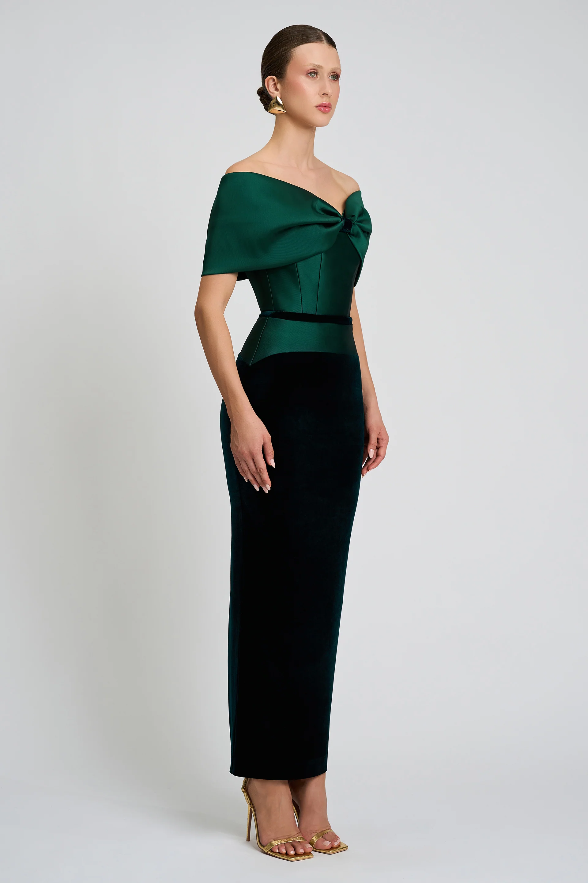 Rochie de cocktail confectionata din tafta elastica origine italiana si catifea Celeste CA1367 - Image 3