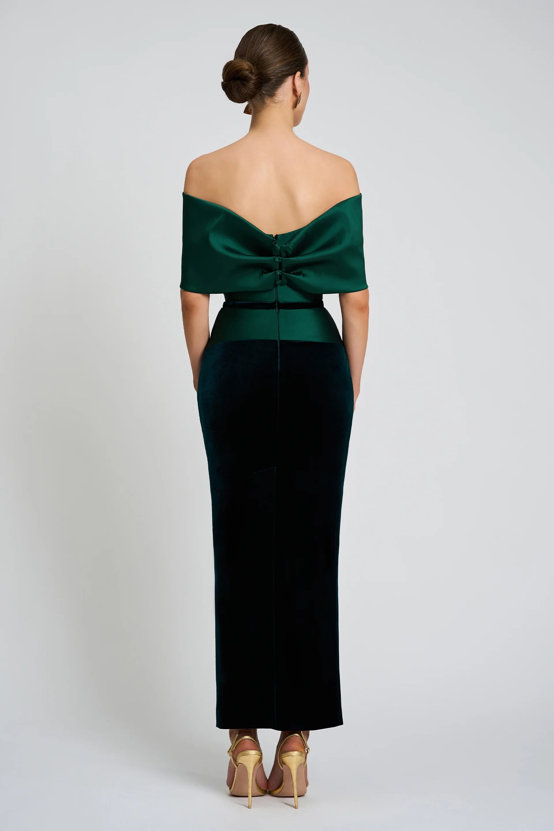 Rochie de cocktail confectionata din tafta elastica origine italiana si catifea Celeste CA1367 - Image 4