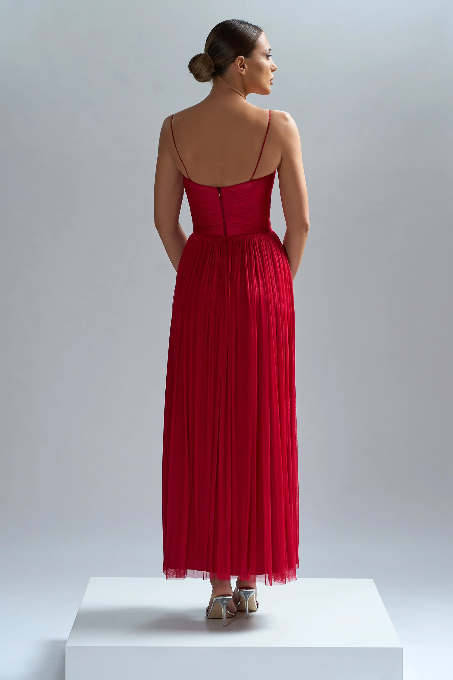 Rochie de cocktail cu fronseuri de tul de matase realizate manual Hestia CA75 - Image 2