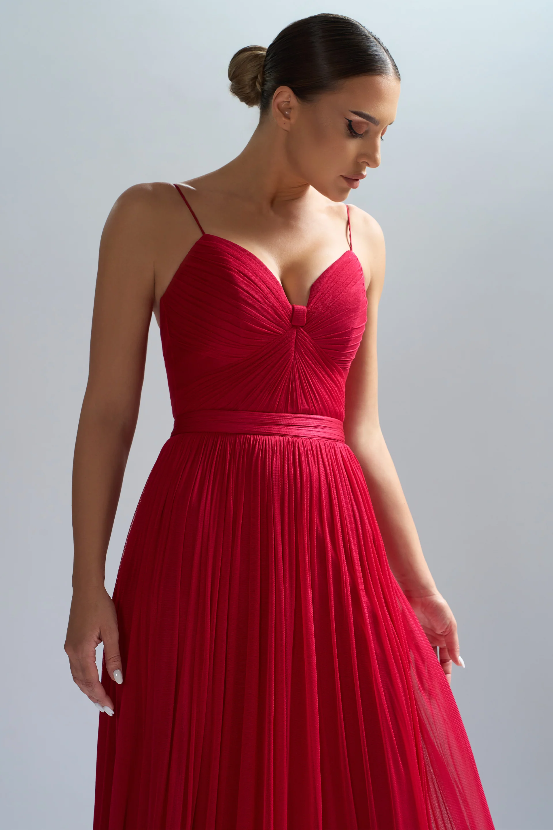 Rochie de cocktail cu fronseuri de tul de matase realizate manual Hestia CA75 - Image 3