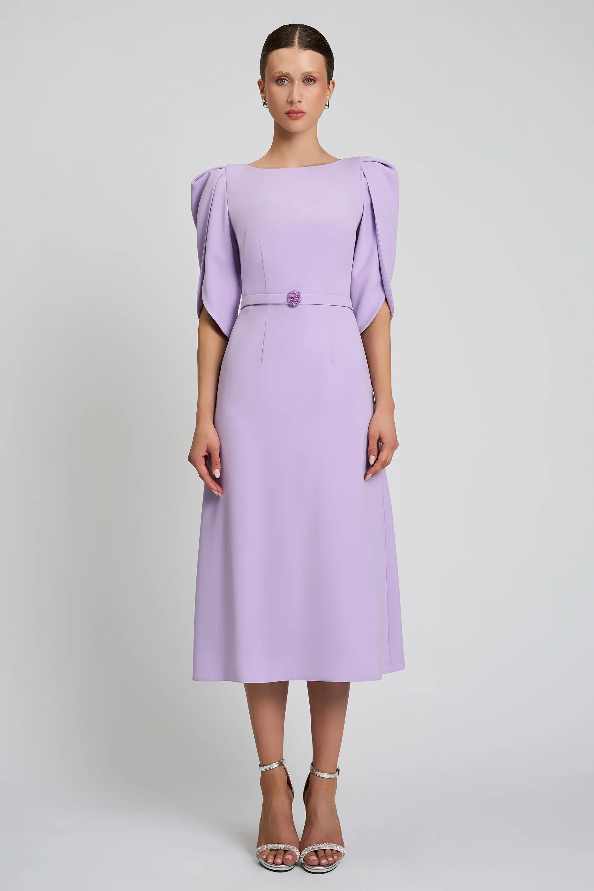 Rochie de cocktail cu maneci scurte, confectionata din stretch-crepe Consuelo CA133 - Image 4