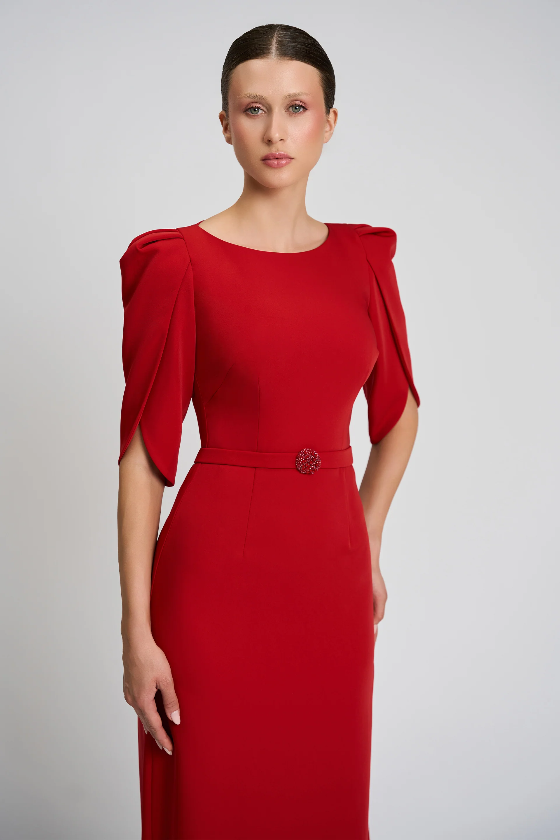 Rochie de cocktail cu maneci scurte, confectionata din stretch-crepe Consuelo CA133 - Image 6