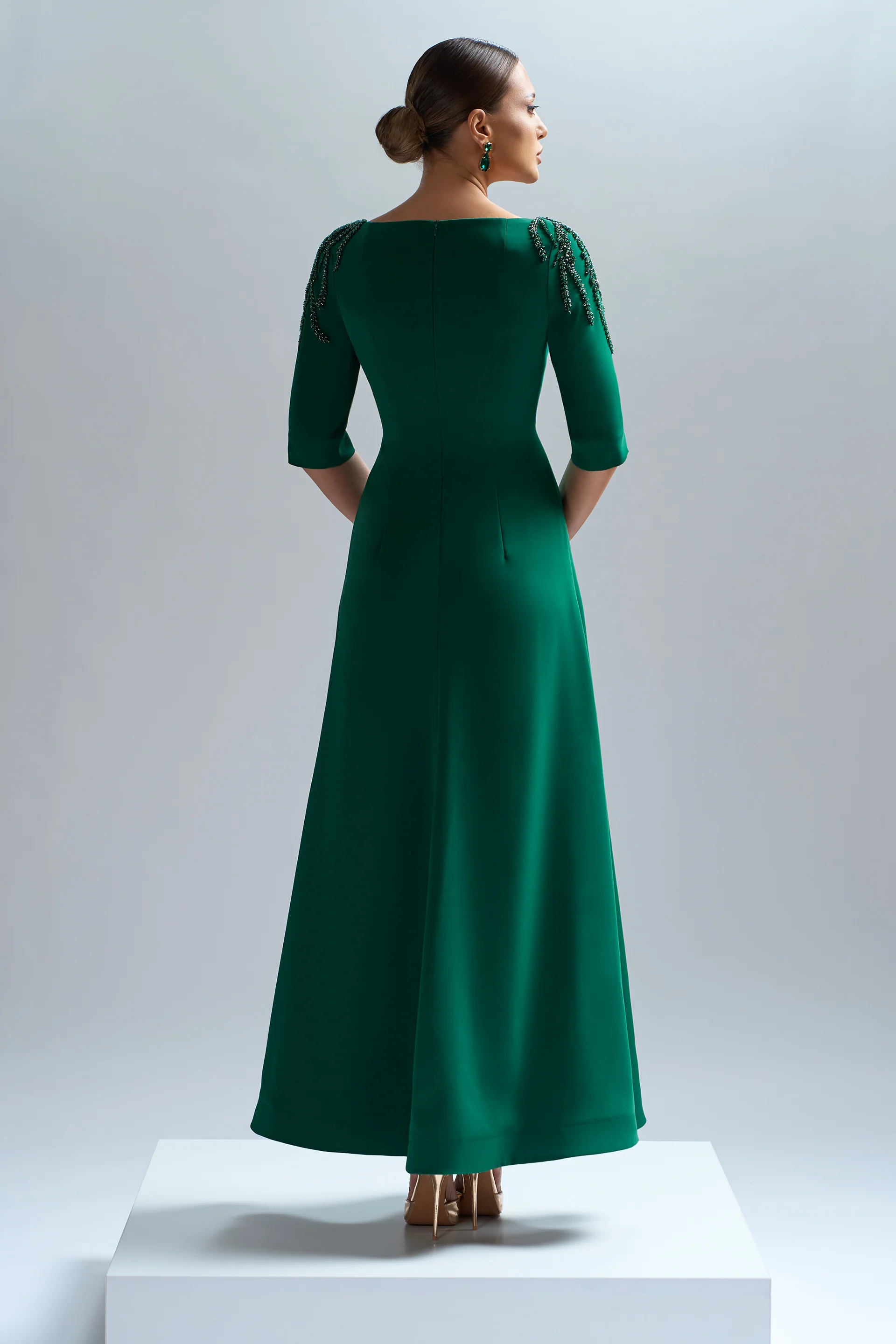 Rochie de cocktail cu maneci scurte, confectionata din stretch-crepe Higia CA85 - Image 2