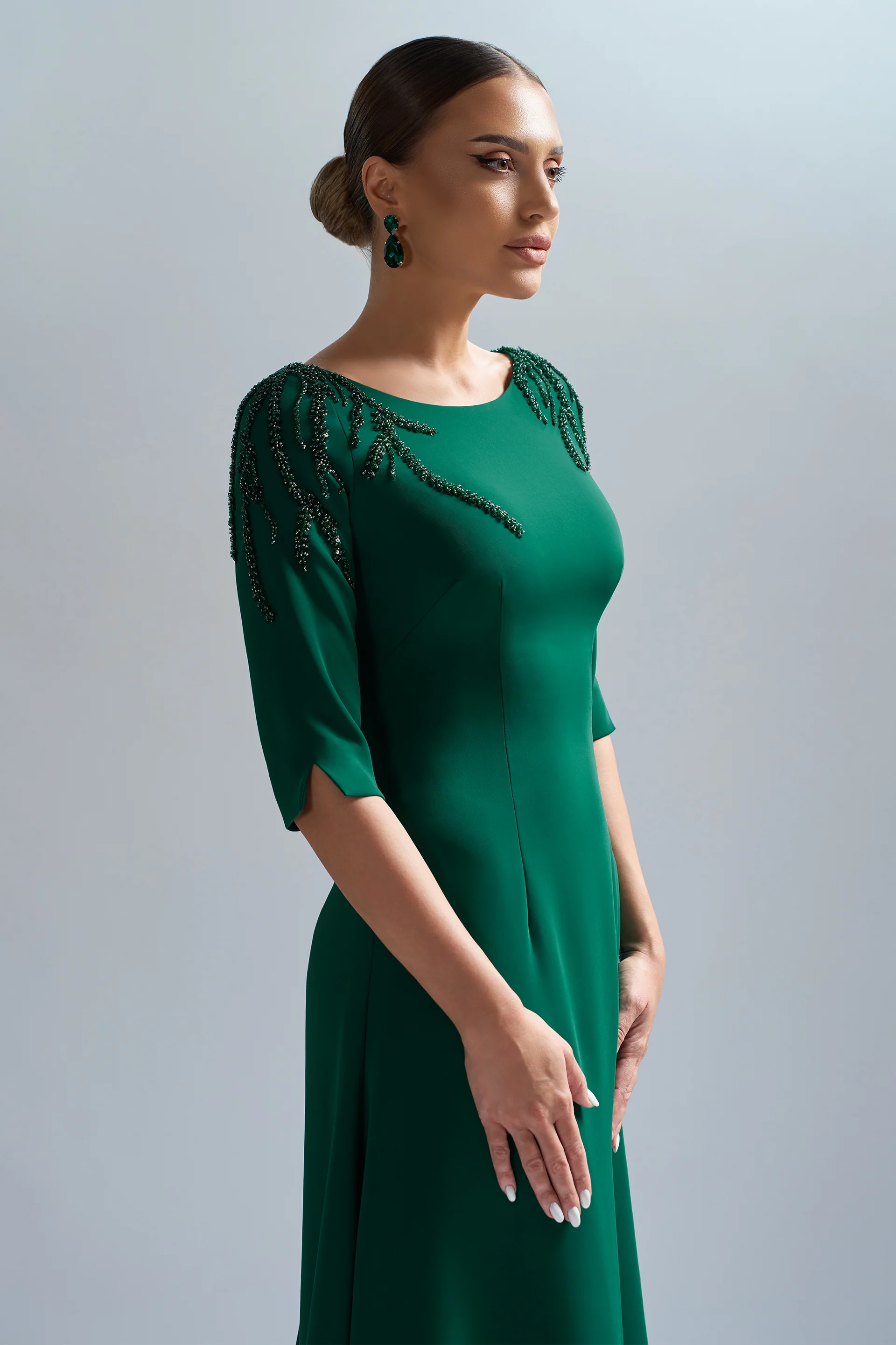Rochie de cocktail cu maneci scurte, confectionata din stretch-crepe Higia CA85 - Image 3