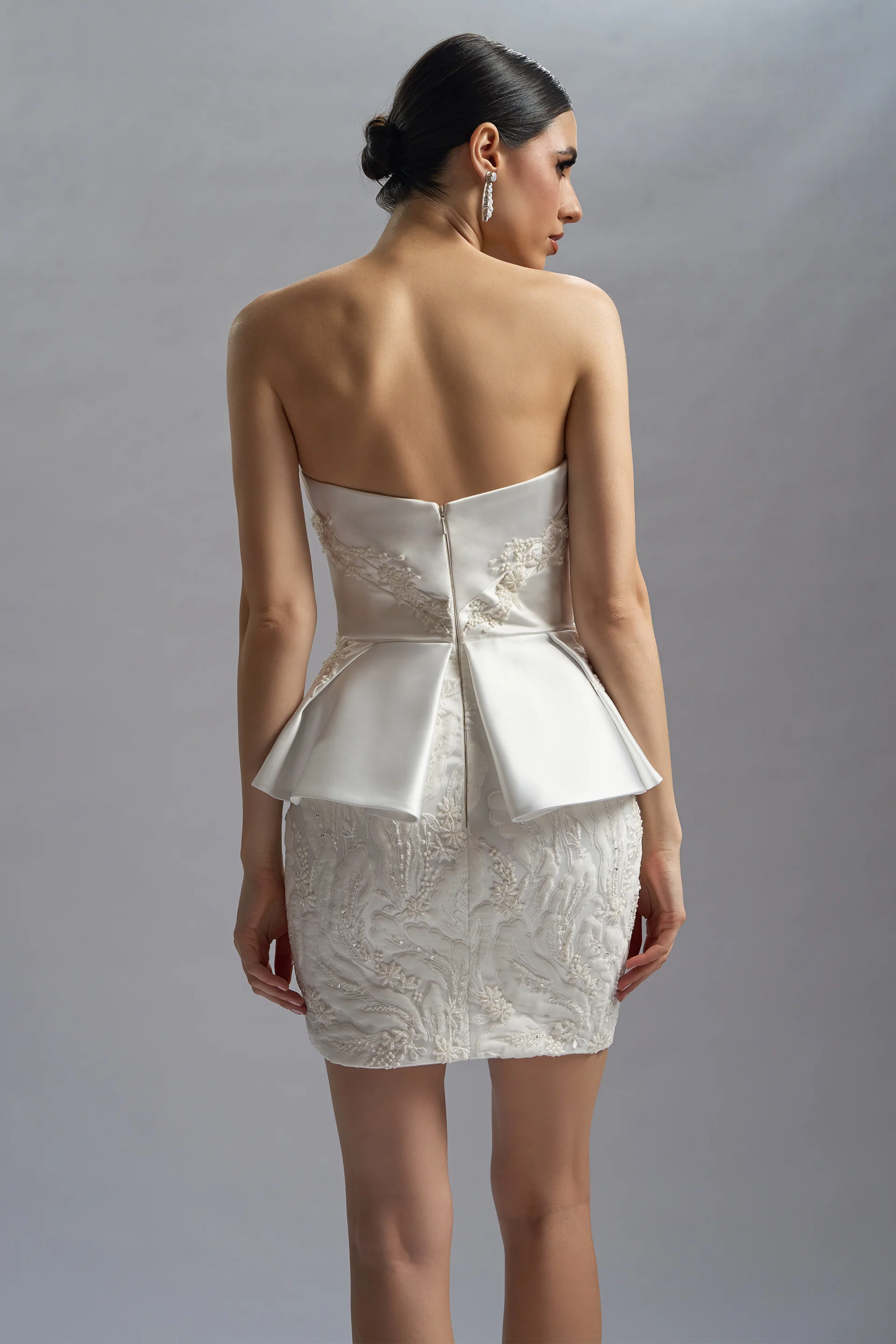Rochie de cocktail din satin si broderie Iris CA63 - Image 11
