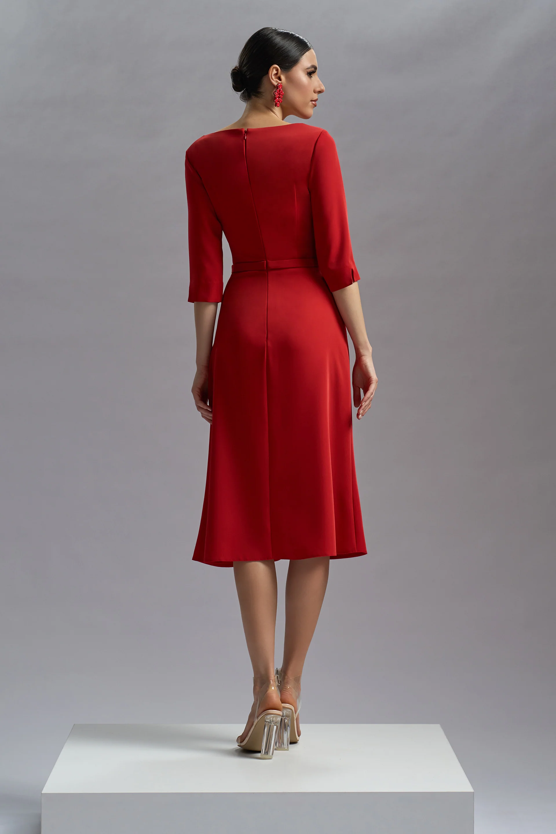 Rochie de cocktail din triplu voal si dantela cu aplicatii Amara CA56 - Image 2