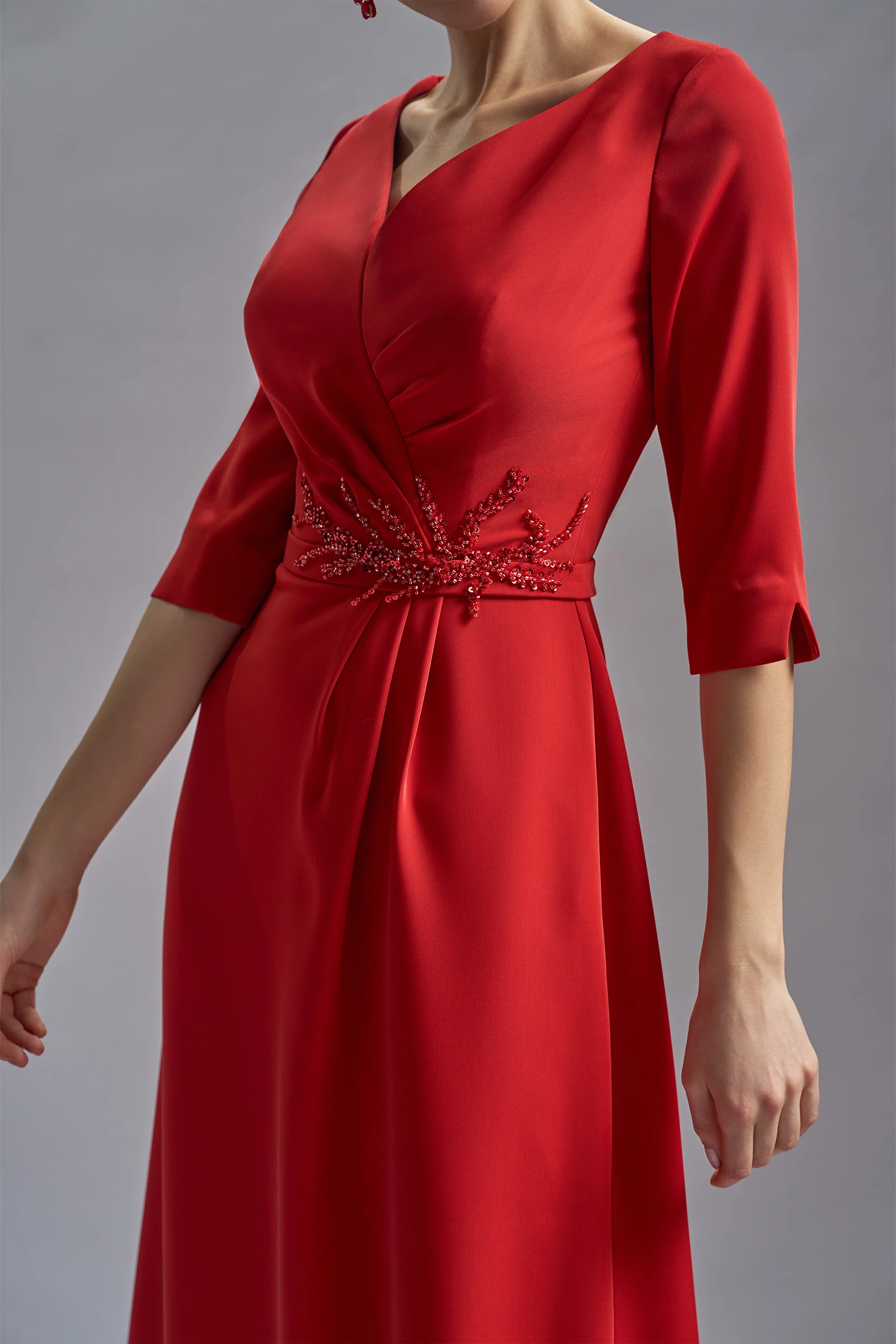 Rochie de cocktail din triplu voal si dantela cu aplicatii Amara CA56 - Image 3
