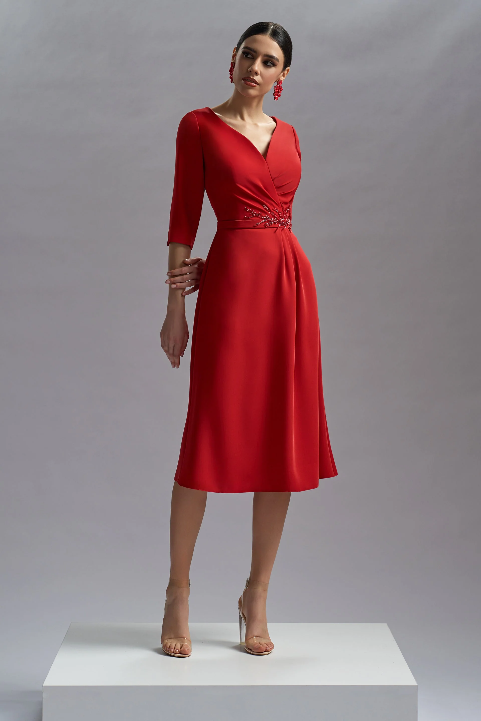 Rochie de cocktail din triplu voal si dantela cu aplicatii Amara CA56_N - Image 5