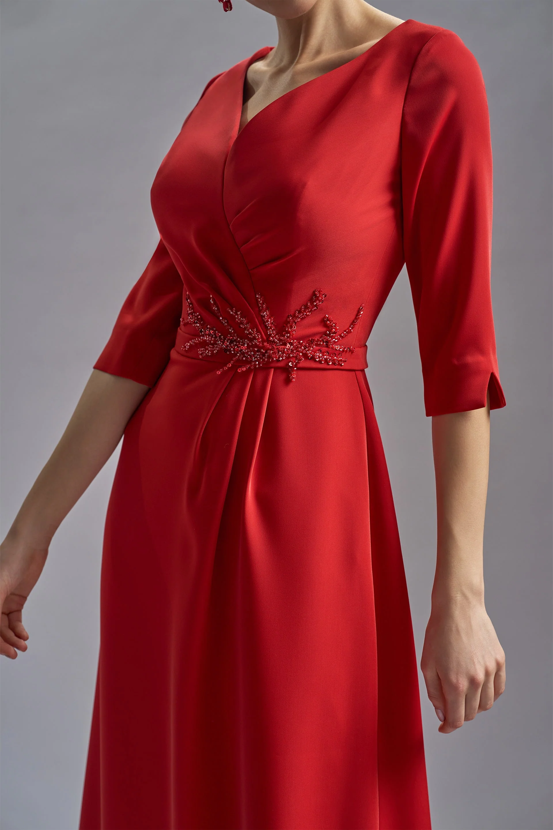 Rochie de cocktail din triplu voal si dantela cu aplicatii Amara CA56_N - Image 7