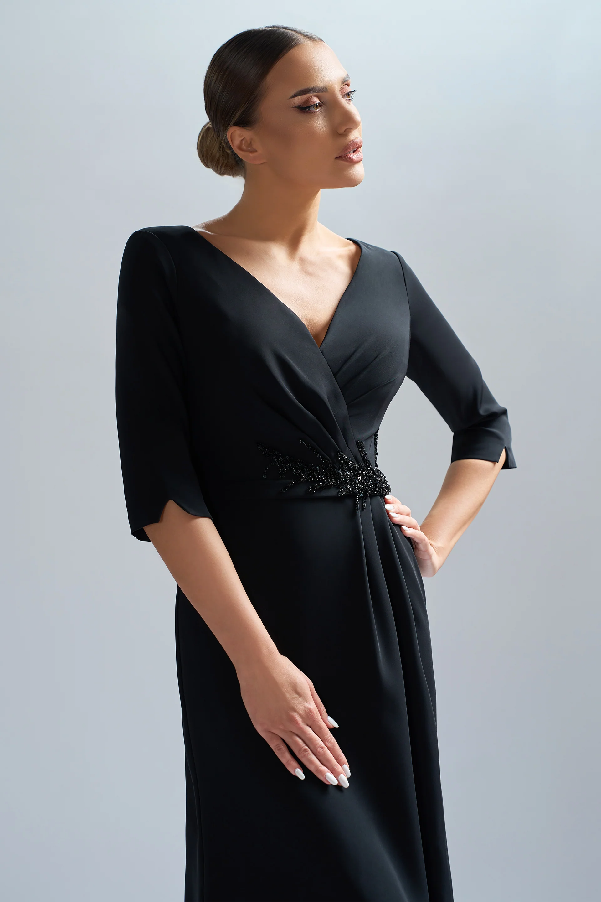 Rochie de cocktail din triplu voal si dantela cu aplicatii Amara CA56_V - Image 3