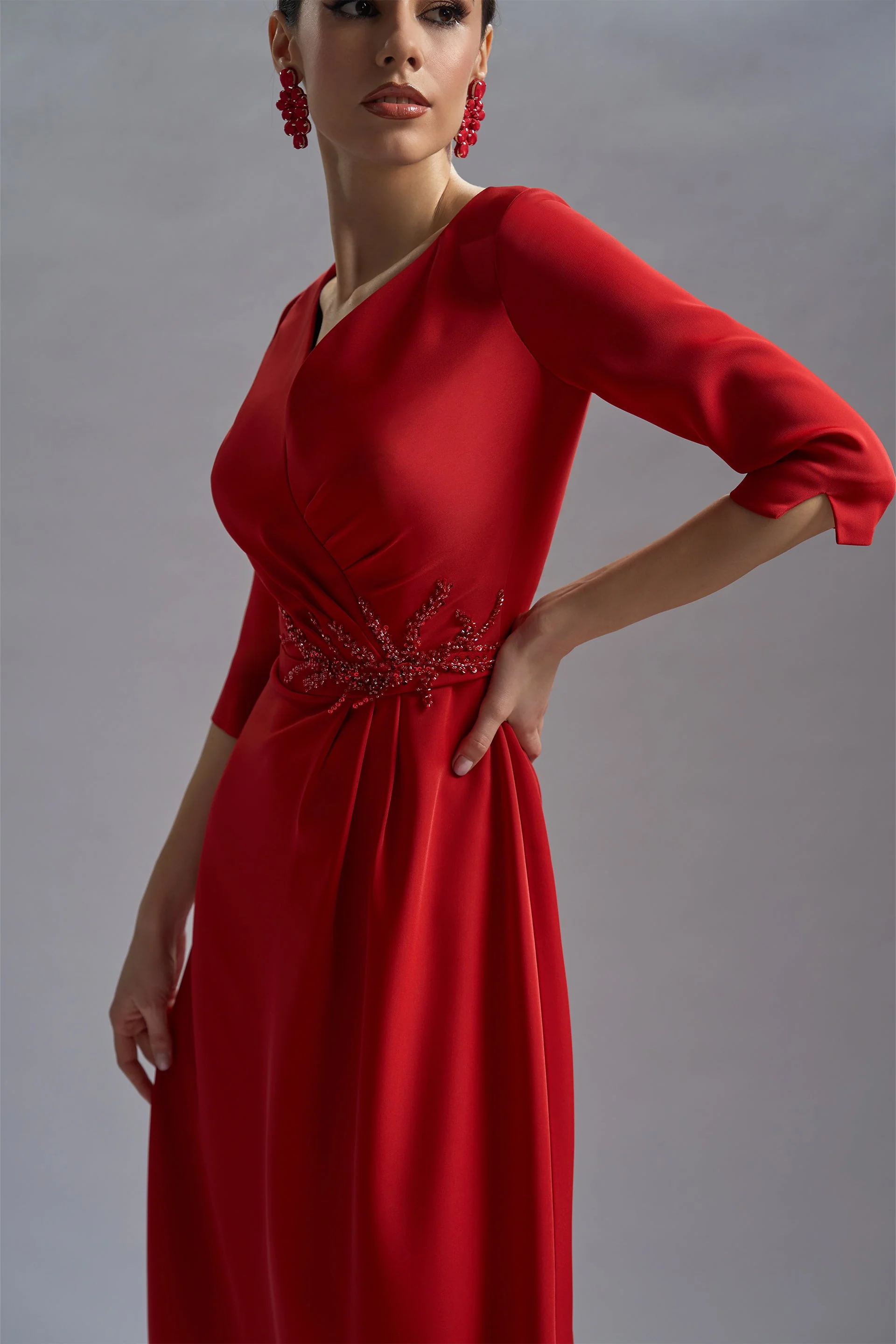 Rochie de cocktail din triplu voal si dantela cu aplicatii Amara CA56_V - Image 8