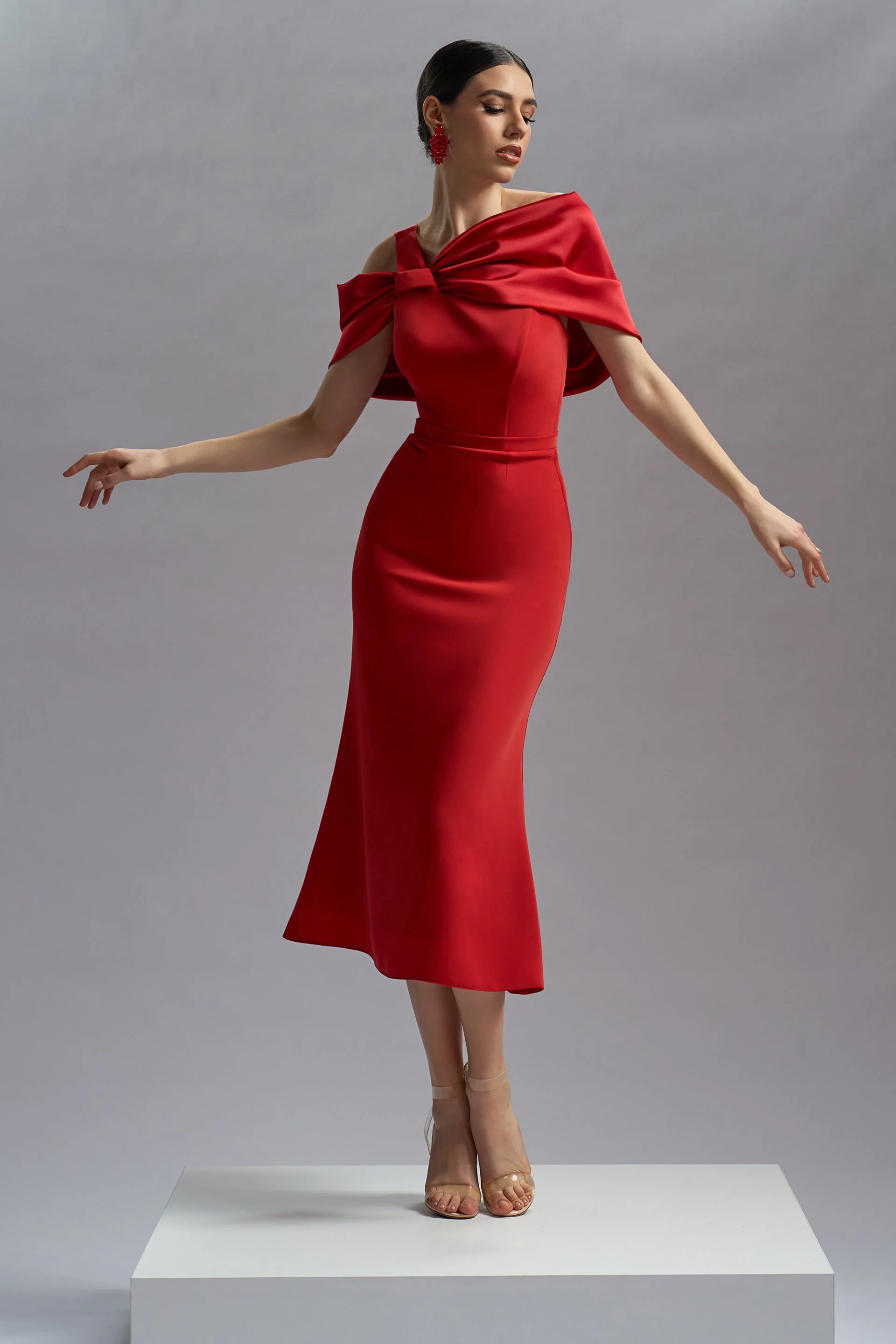 Rochie de cocktail din triplu voal si satin Ophelia CA71_N - Image 3