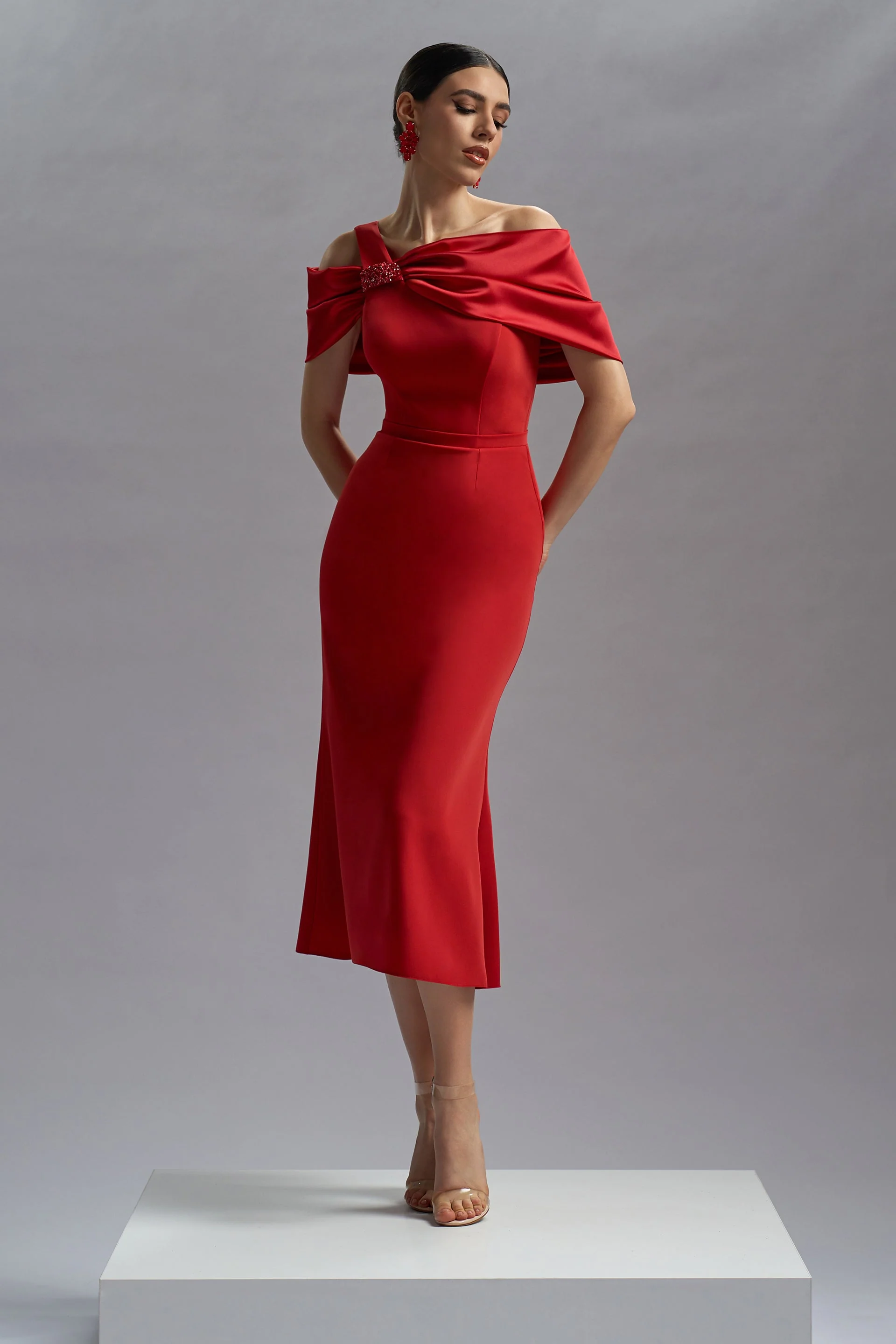 Rochie de cocktail din triplu voal si satin Ophelia CA71_N - Image 4