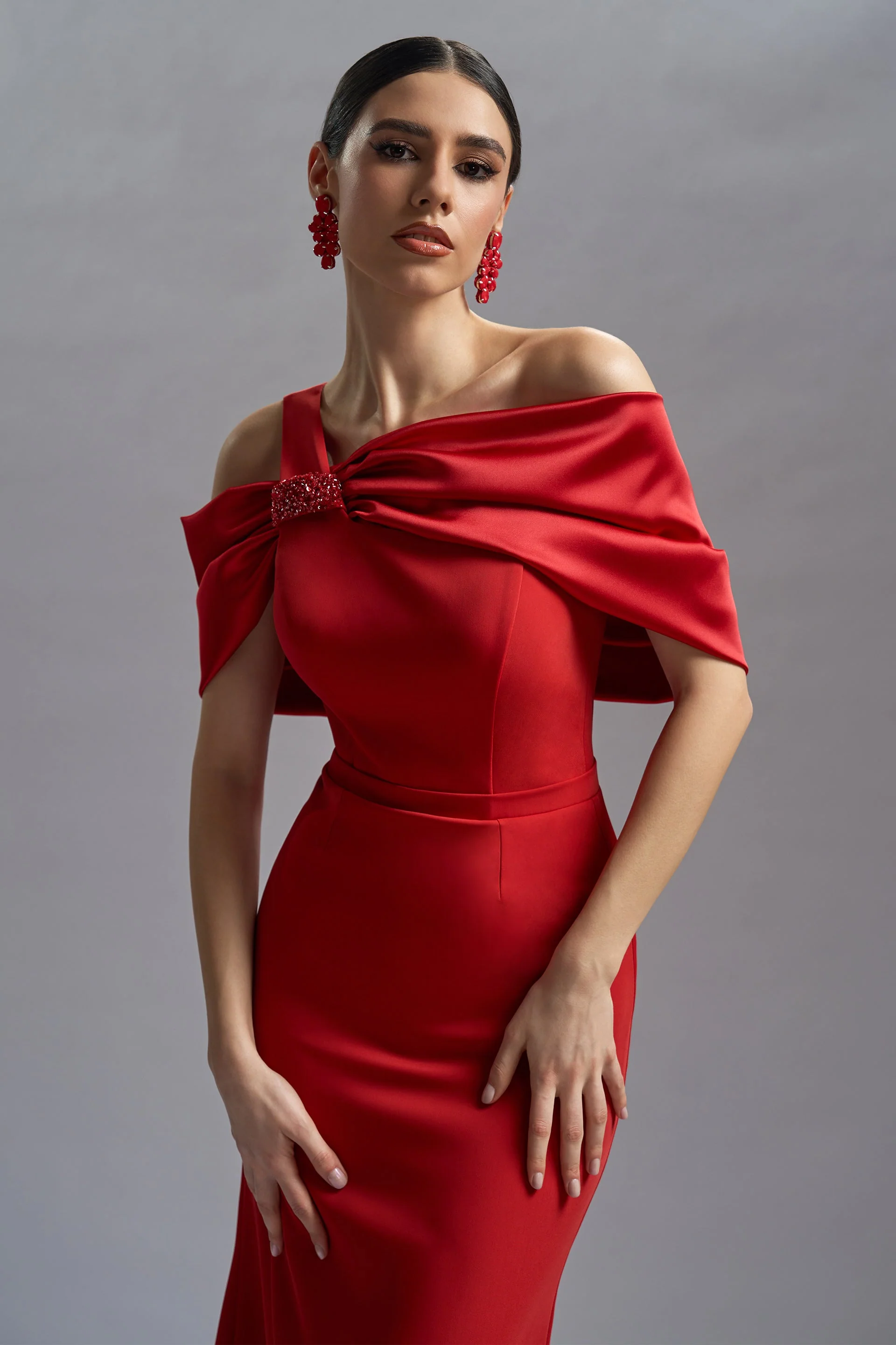 Rochie de cocktail din triplu voal si satin Ophelia CA71_N - Image 5