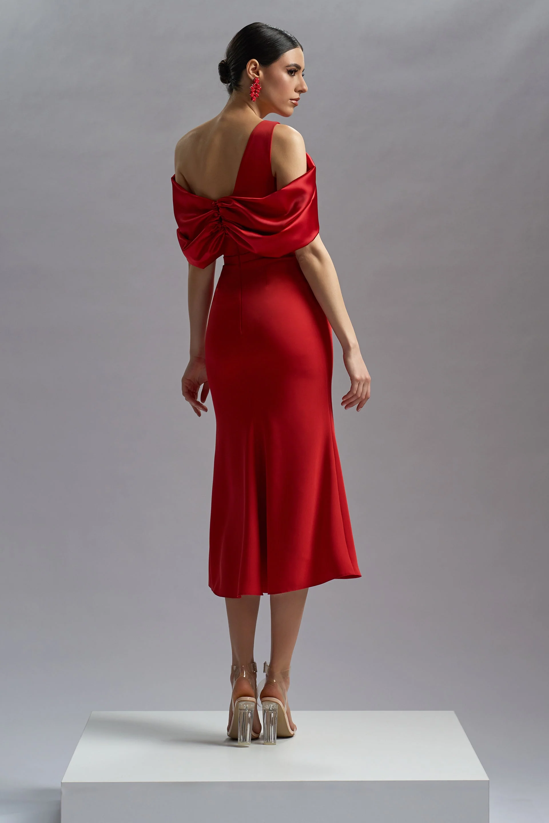 Rochie de cocktail din triplu voal si satin Ophelia CA71_N - Image 6