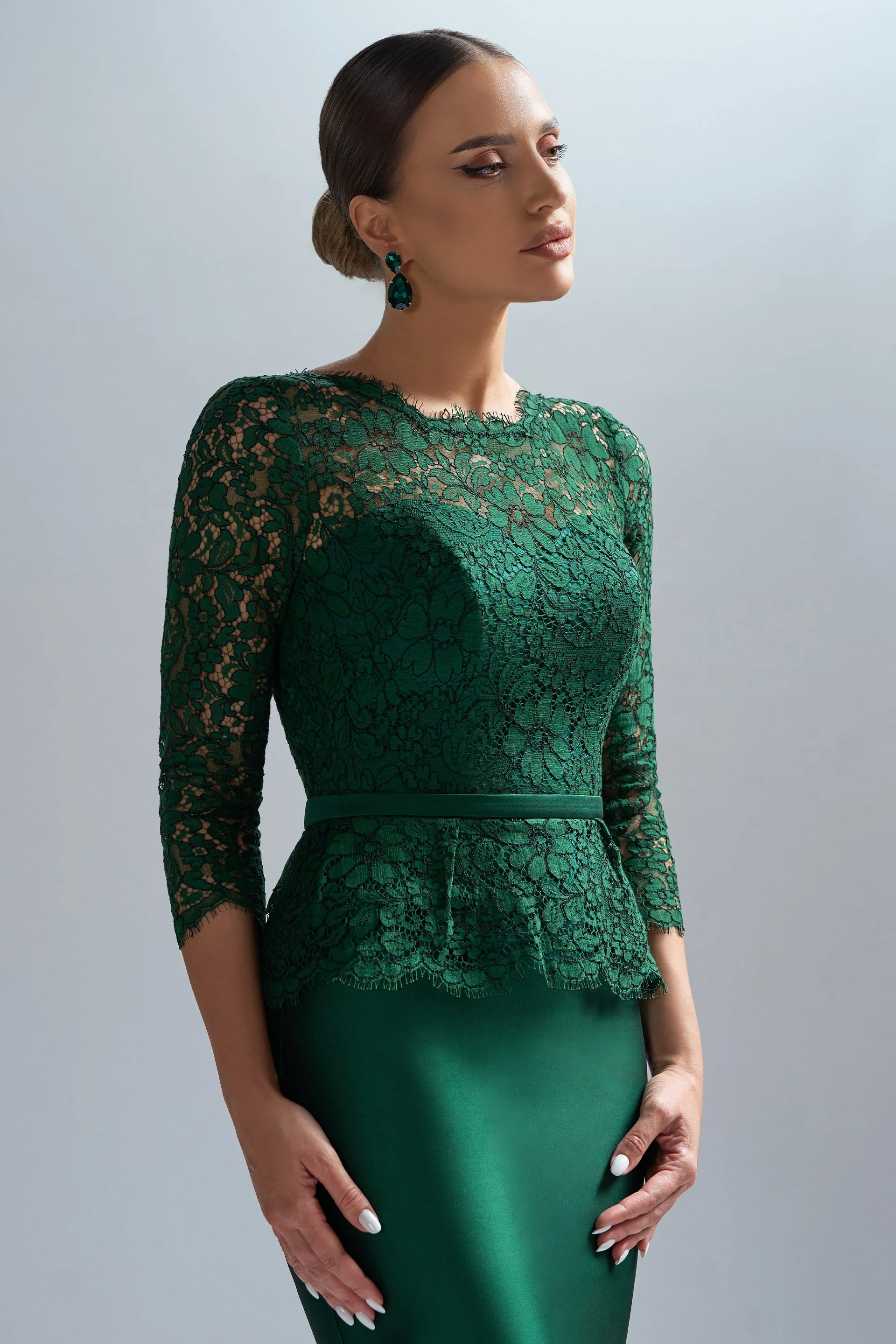 Rochie de cocktail midi din dantela si tafta Kali CA45_V