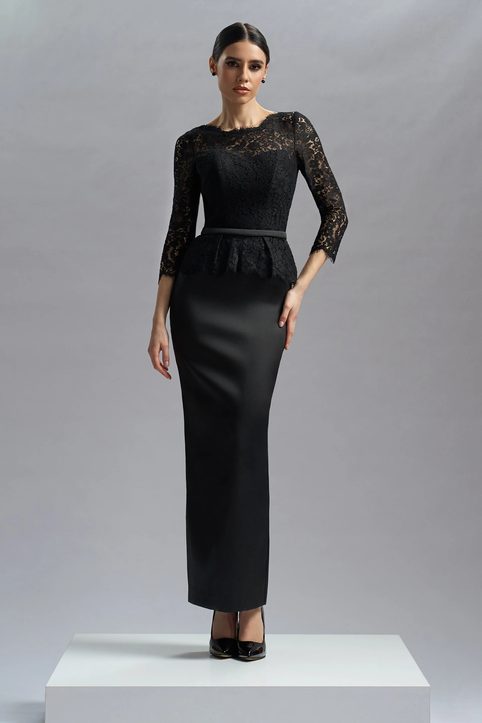 Rochie de cocktail midi din dantela si tafta Kali CA45_V - Image 5