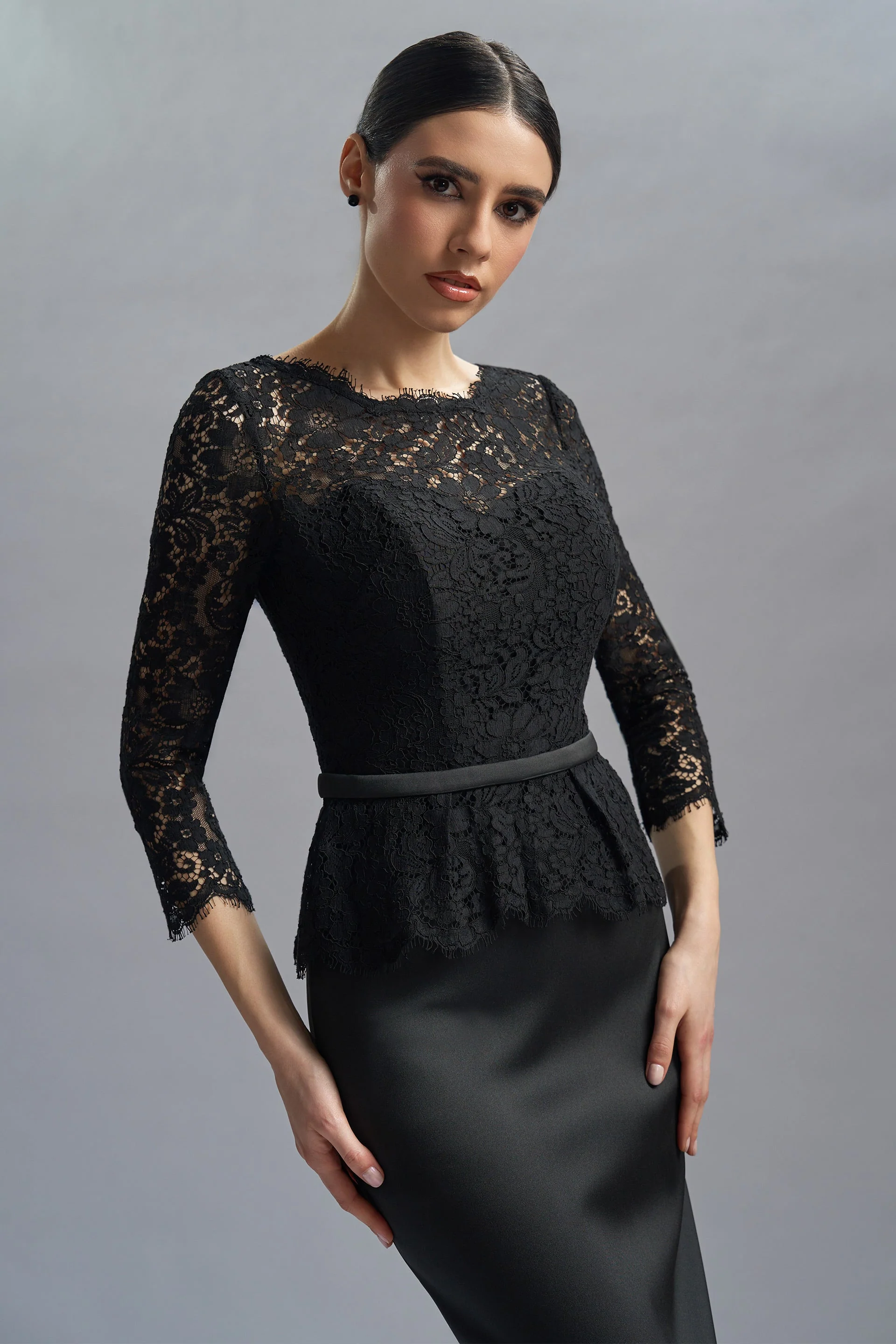 Rochie de cocktail midi din dantela si tafta Kali CA45_V - Image 7