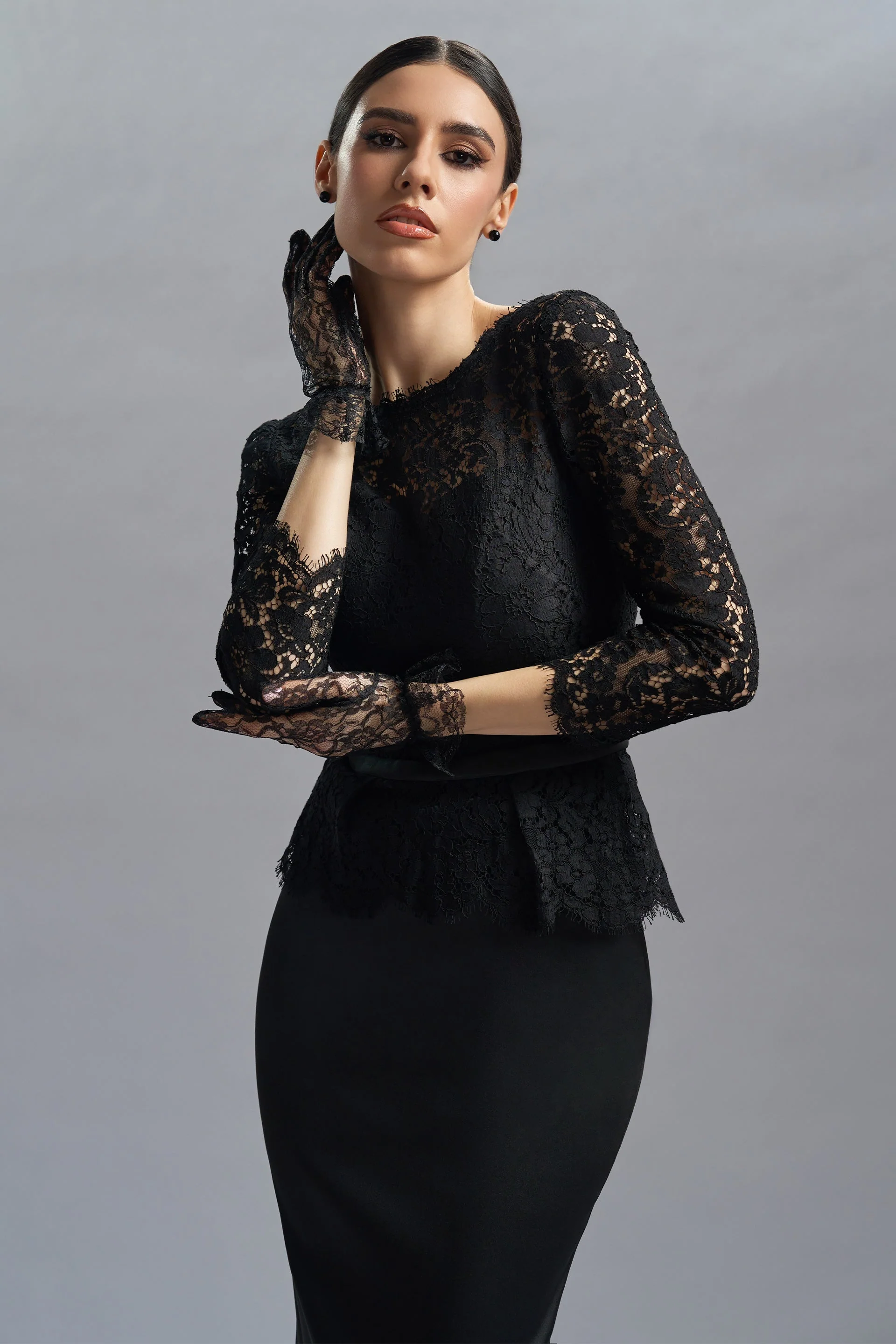 Rochie de cocktail midi din dantela si tafta Kali CA45_V - Image 8