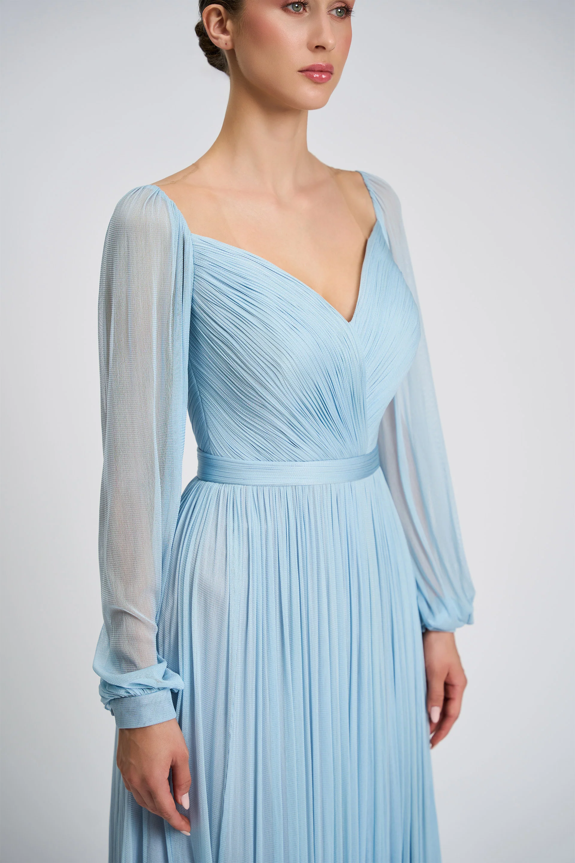 Rochie de cocktail realizata din tul de matase natural si broderie cu aplicatii Elysia CA152 - Image 3