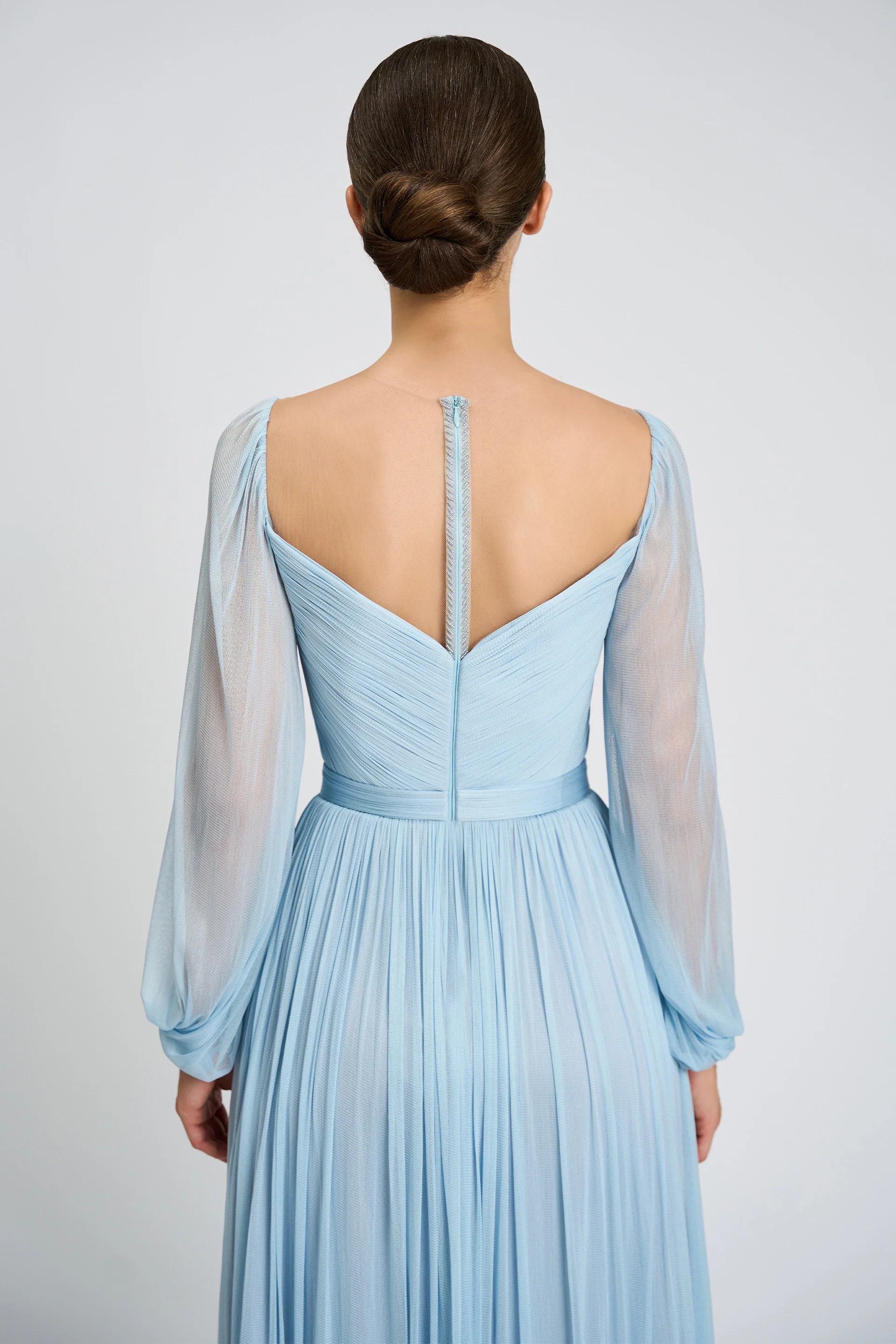 Rochie de cocktail realizata din tul de matase natural si broderie cu aplicatii Elysia CA152 - Image 4