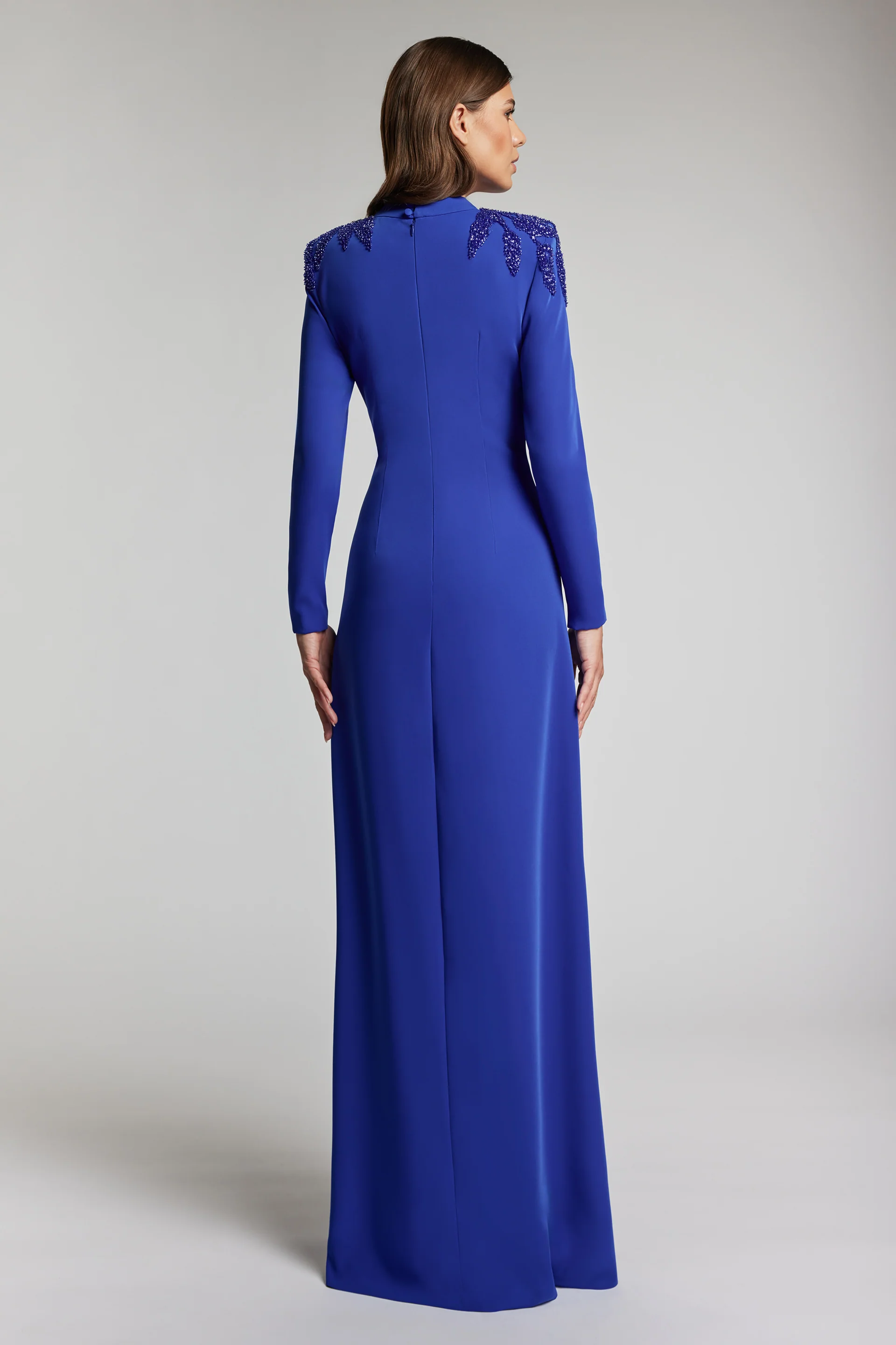 Rochie de seara cu aplicatii brodate manual si croiala cambrata Rodeo CA195 - Image 2