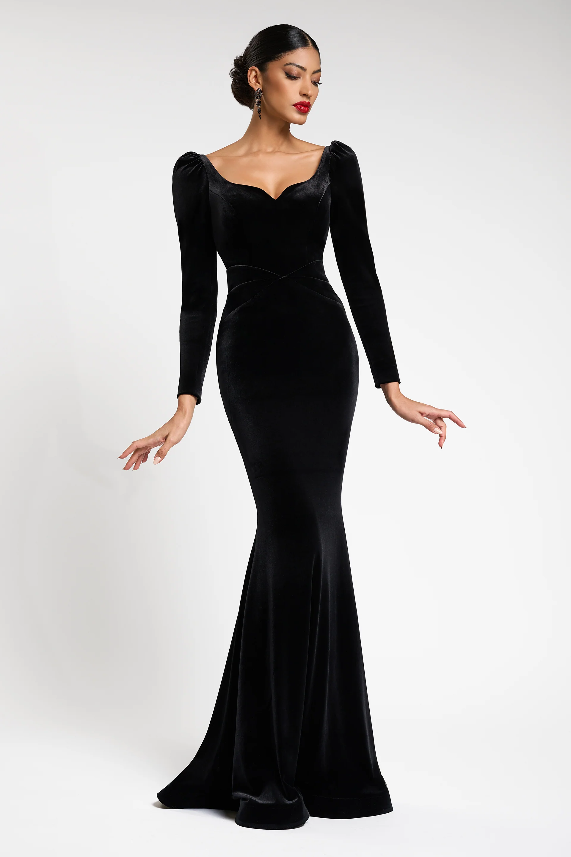 Rochie de seara cu maneca lunga confectionata din catifea Rosalinda CA117 - Image 3