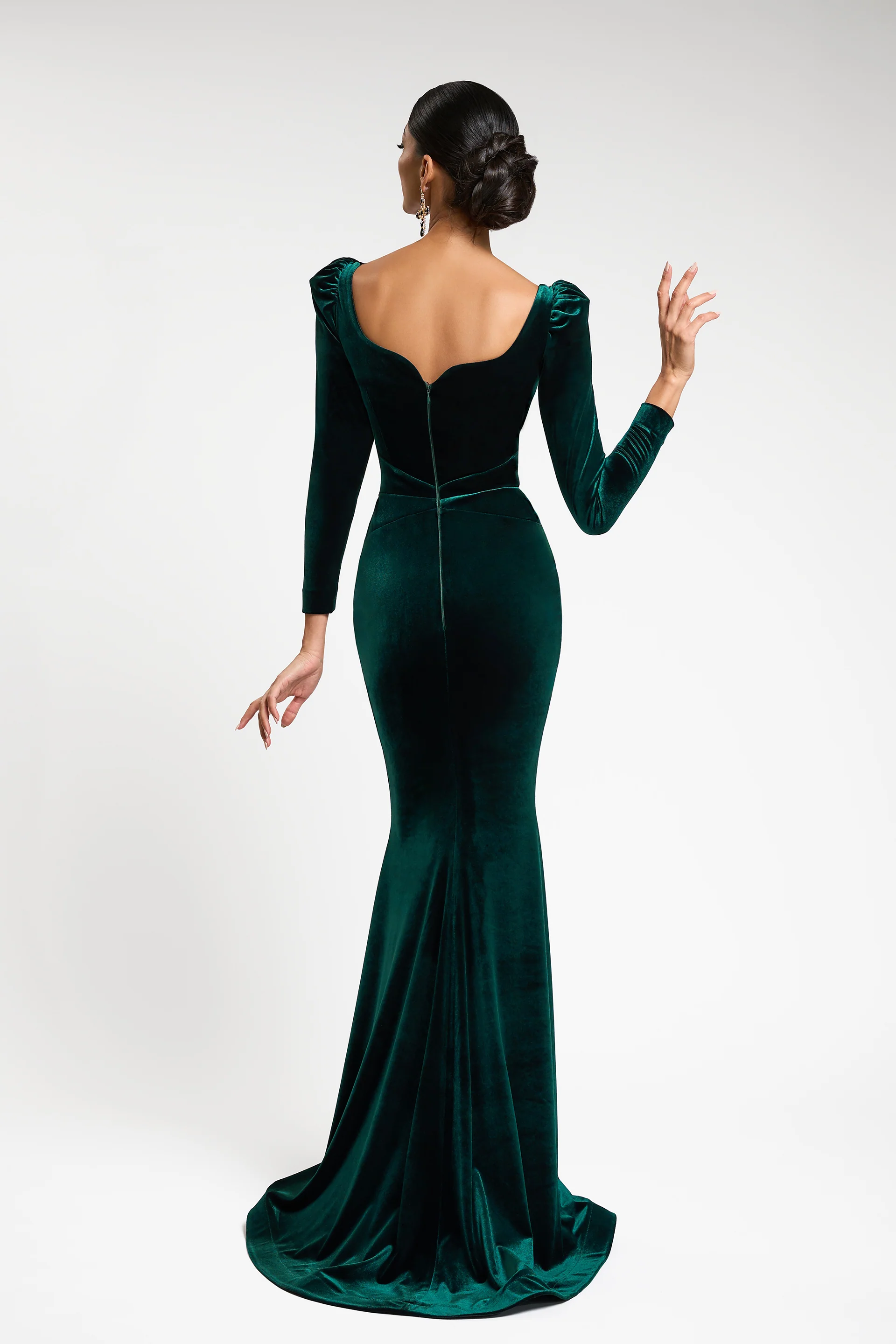 Rochie de seara cu maneca lunga confectionata din catifea Rosalinda CA117 - Image 5