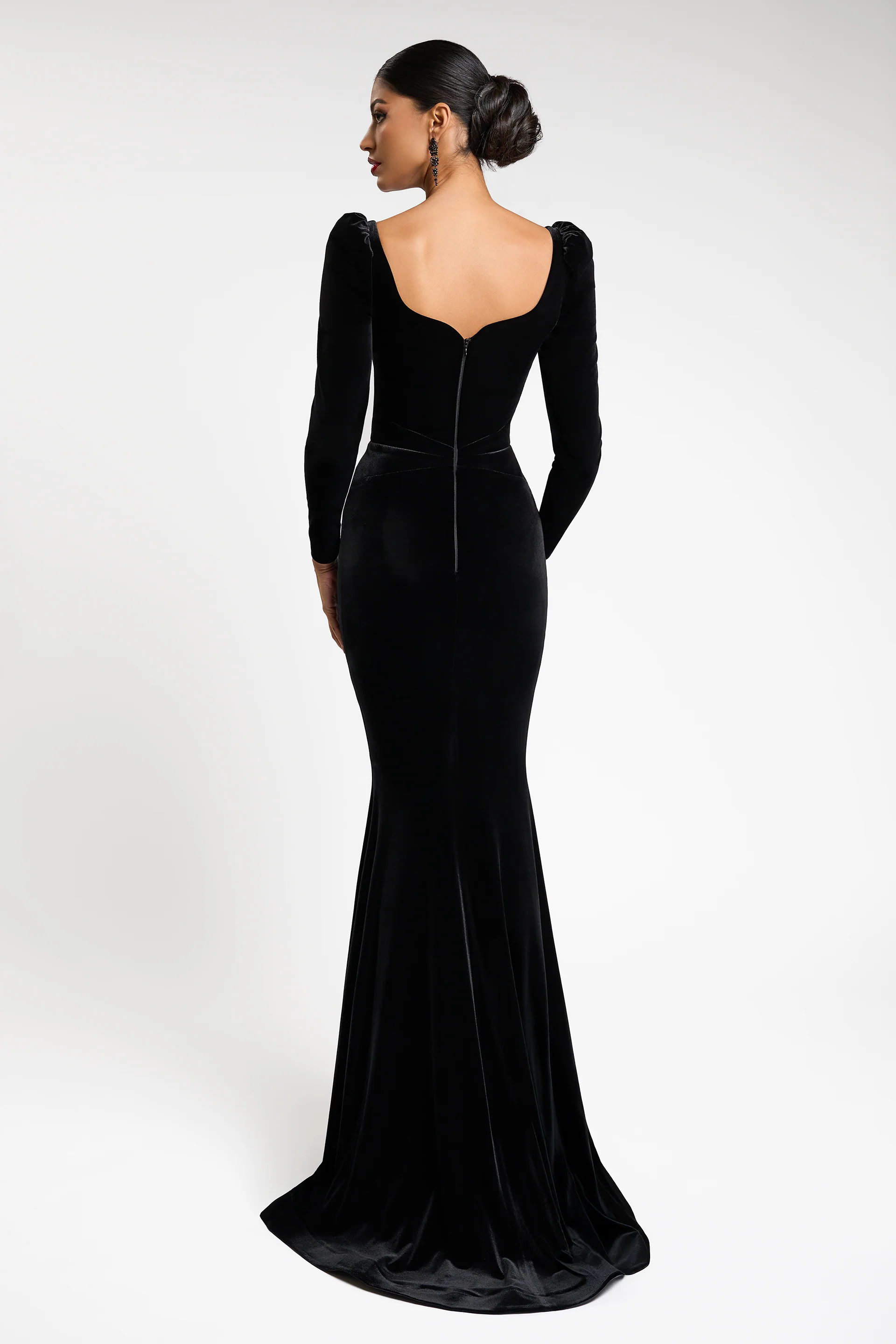 Rochie de seara cu maneca lunga confectionata din catifea Rosalinda CA117 - Image 4