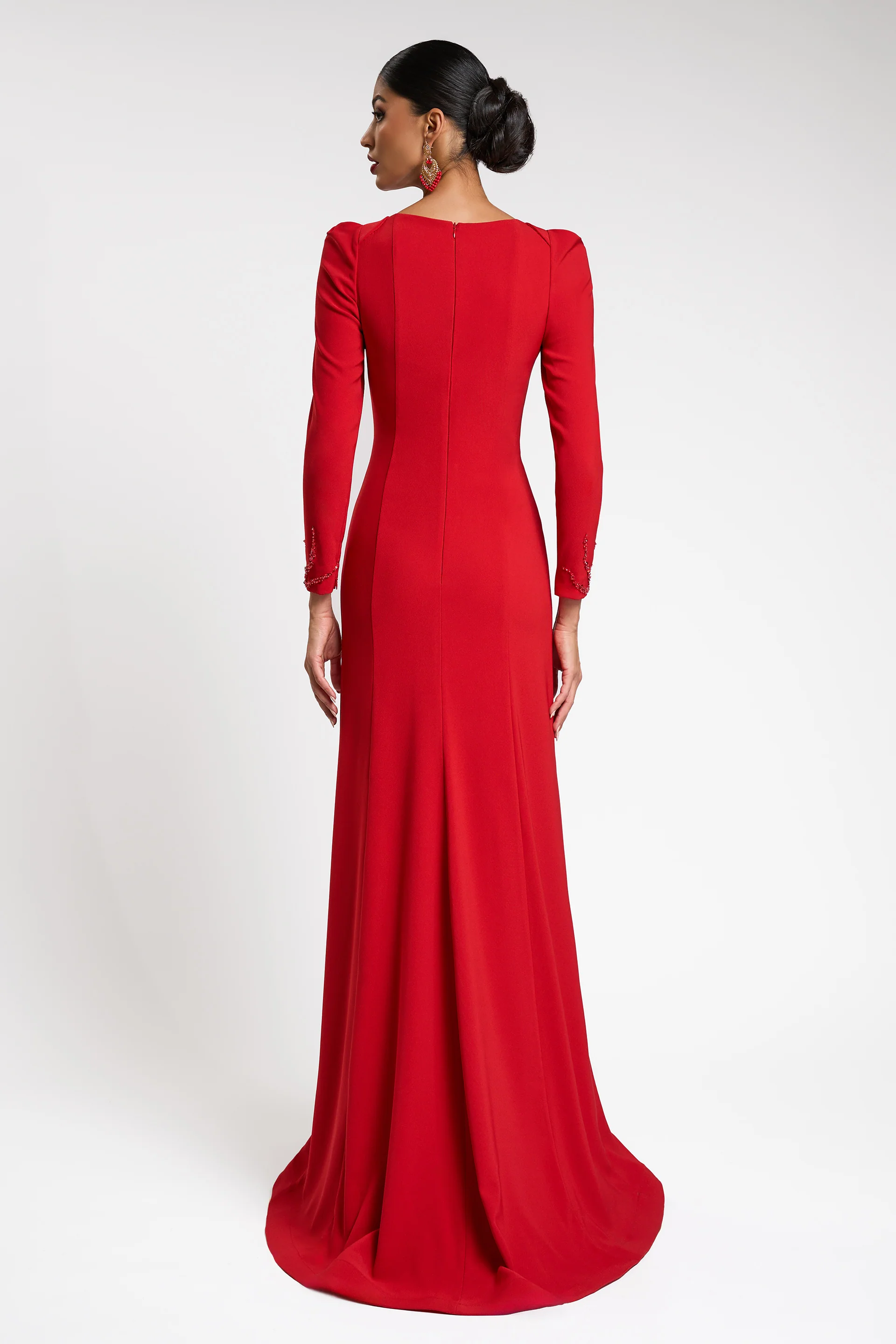 Rochie de seara cu maneci lungi, confectionata din stretch-crepe Teresa CA144 - Image 2