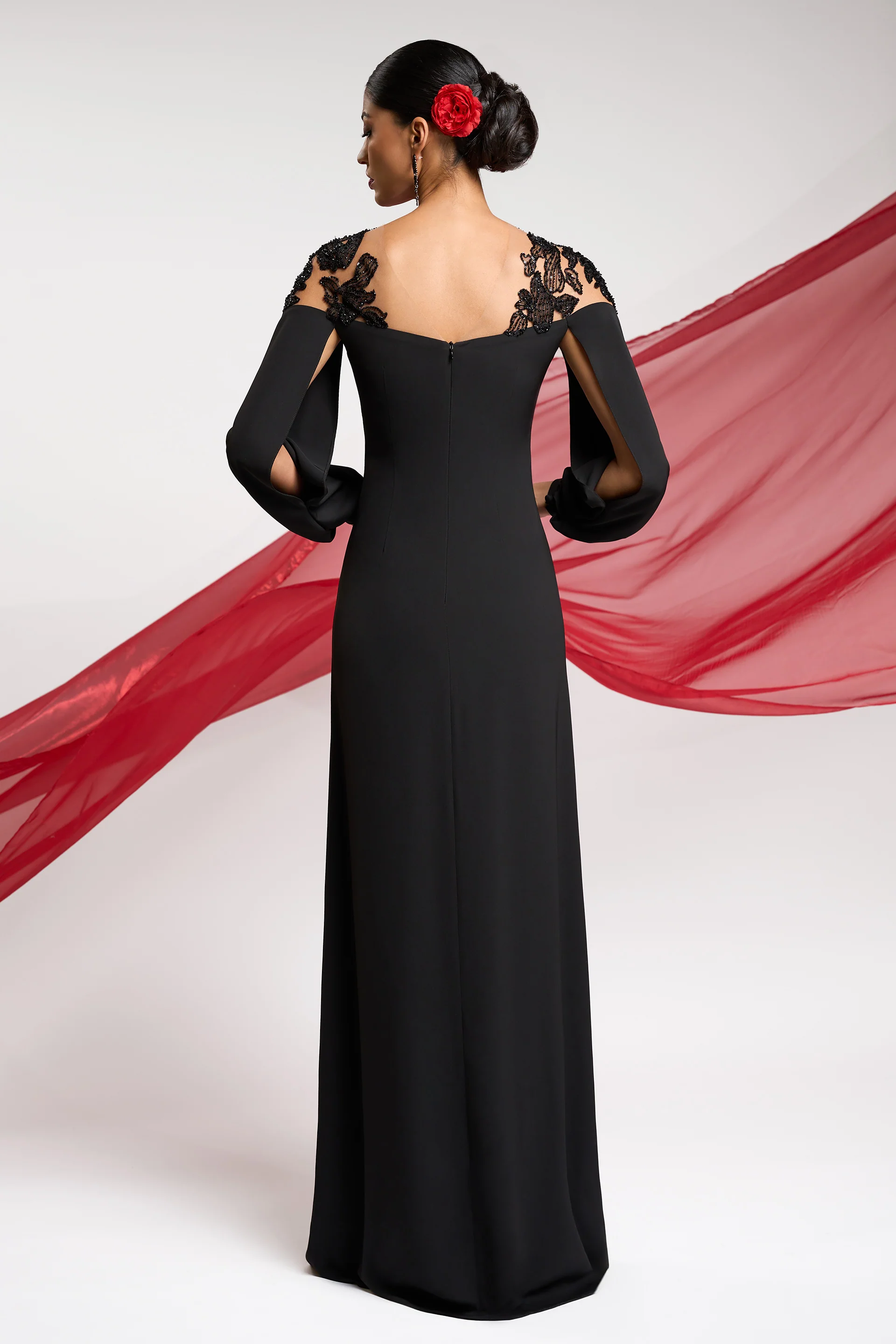 Rochie de seara cu maneci lungi, confectionata din stretch-crepe Carmen CA123 - Image 2