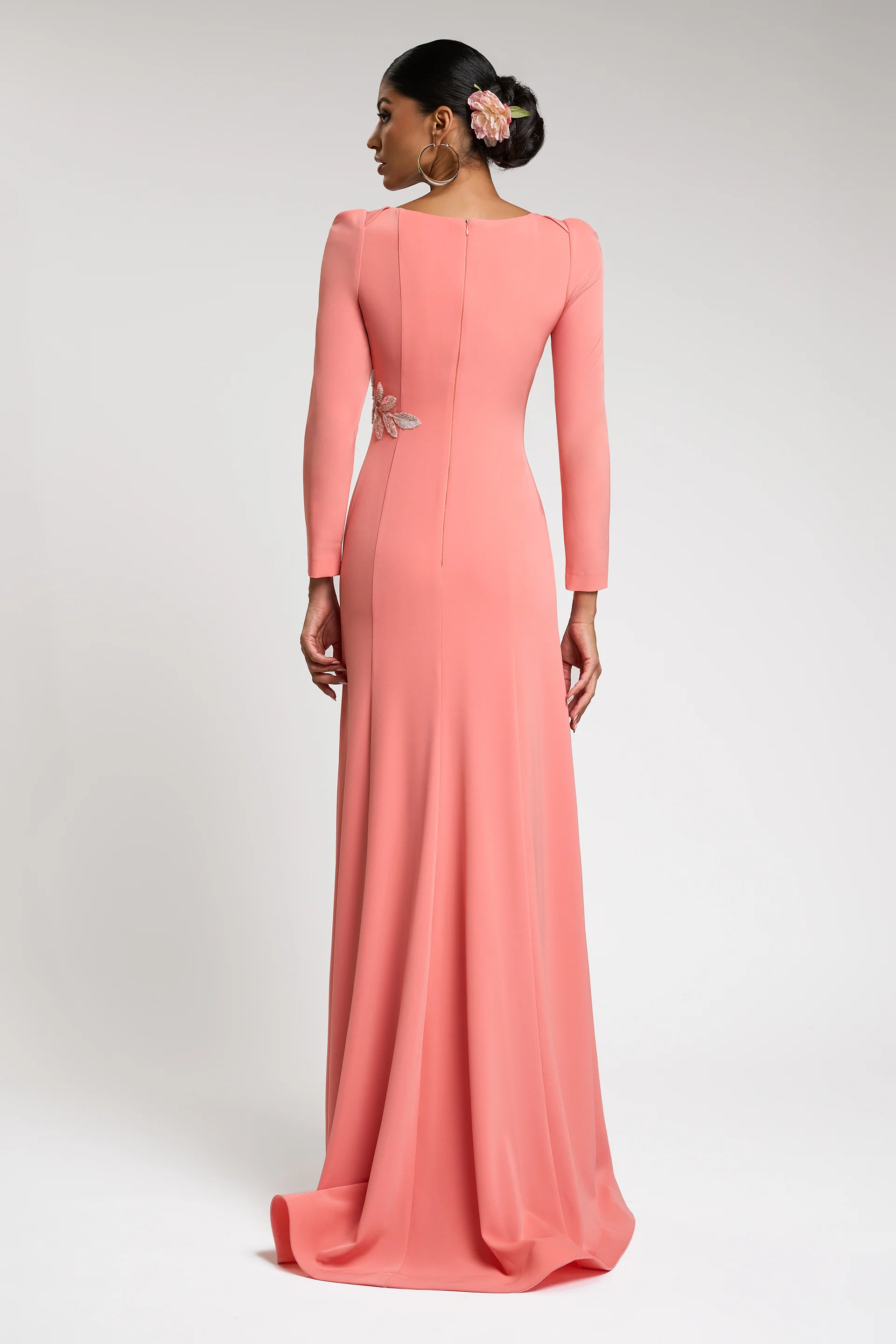 Rochie de seara cu maneci lungi, confectionata din stretch-crepe Paola CA129 - Image 5