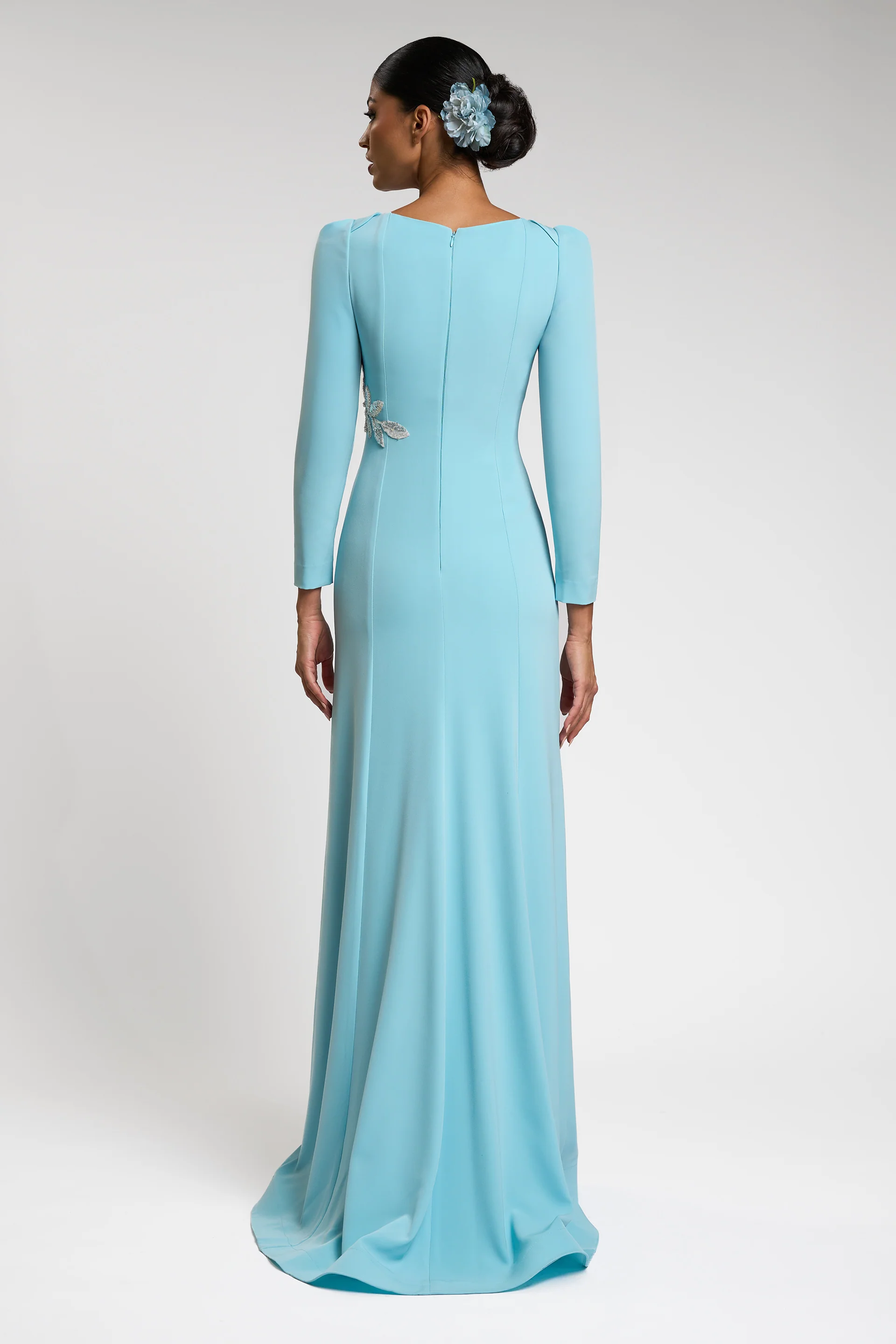 Rochie de seara cu maneci lungi, confectionata din stretch-crepe Paola CA129 - Image 5