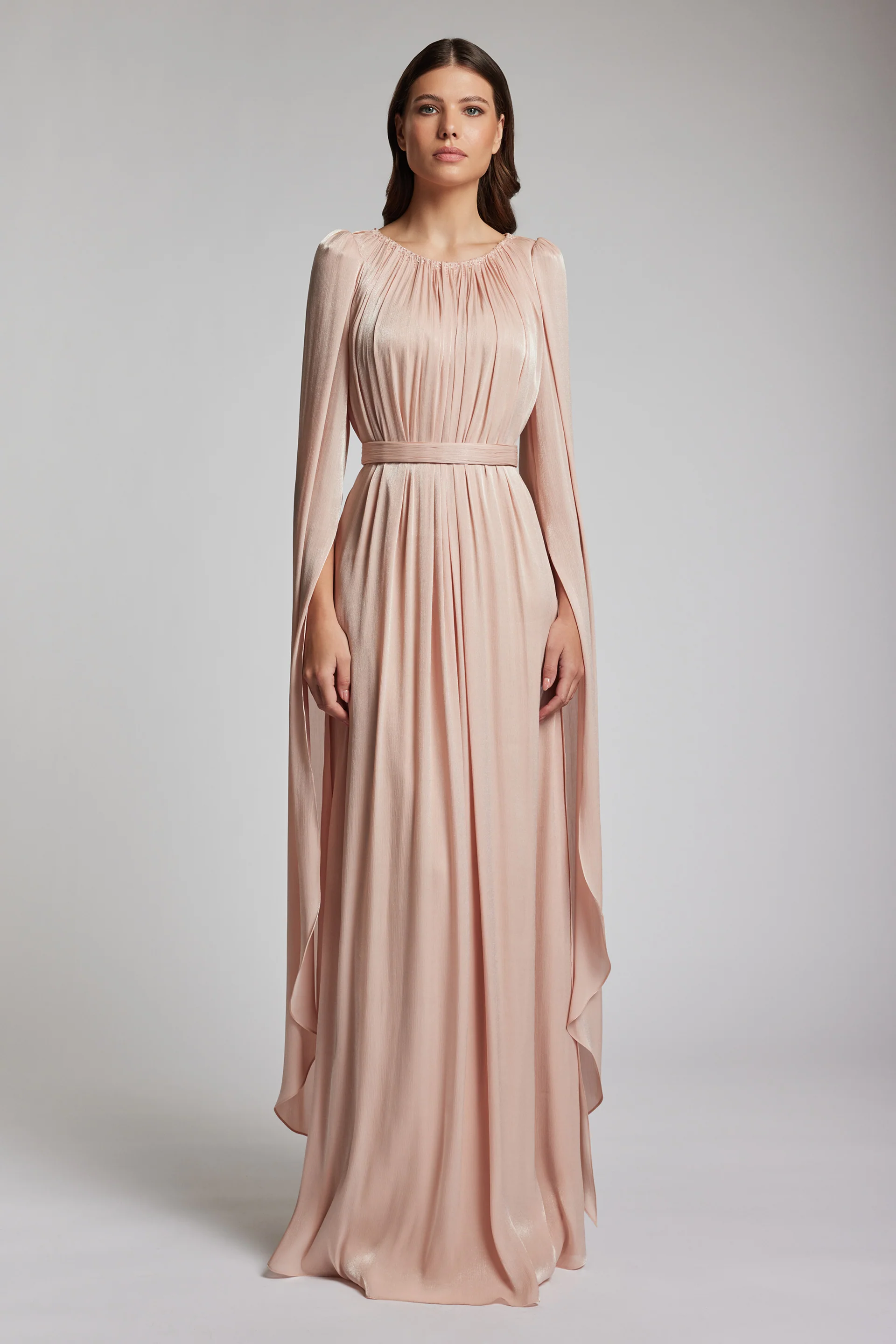 Rochie de seara cu talie definita din chiffon de matase metalizat Studio CA196