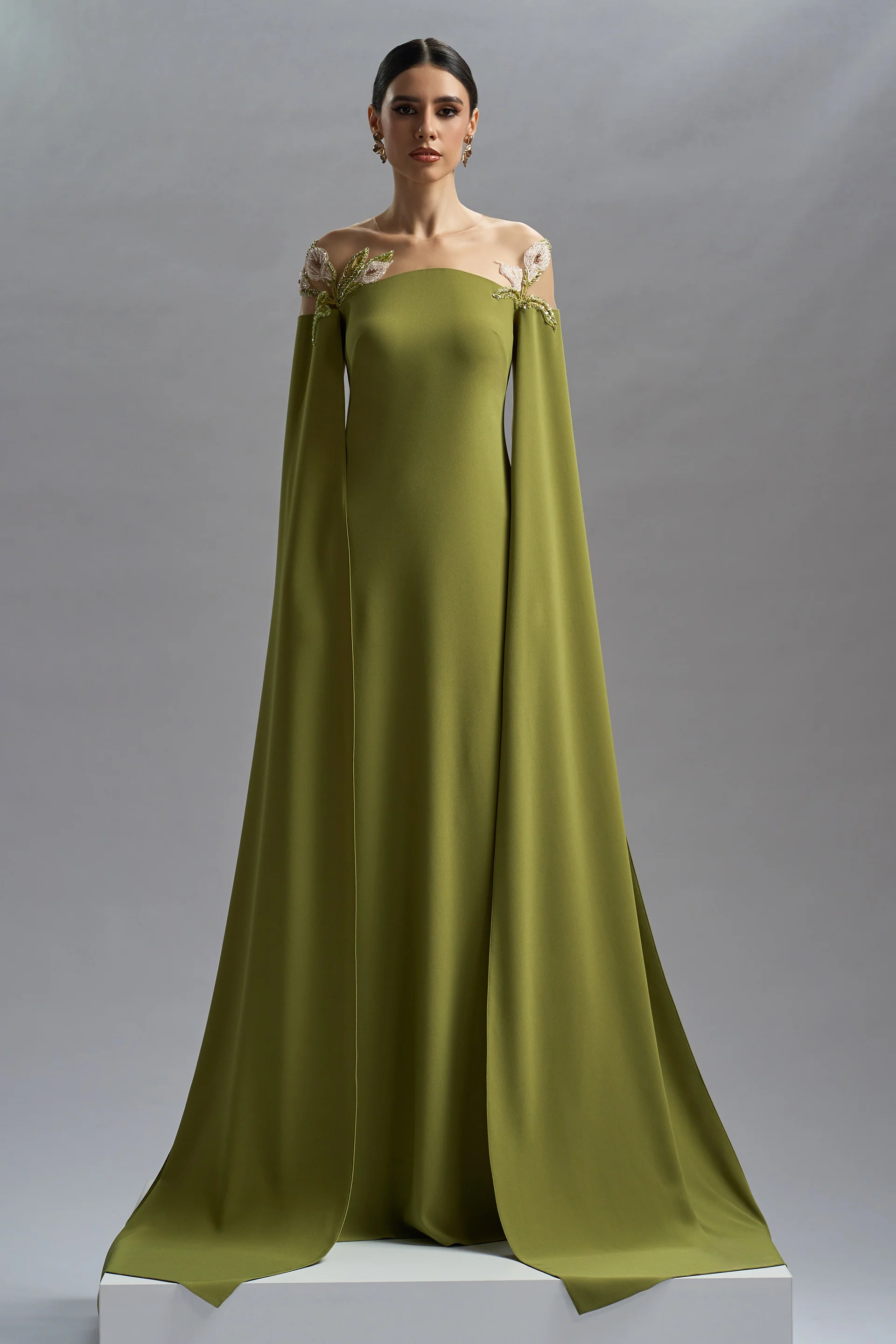Rochie de seara din crepe si dantela cu aplicatii Daphne CA58 - Image 3