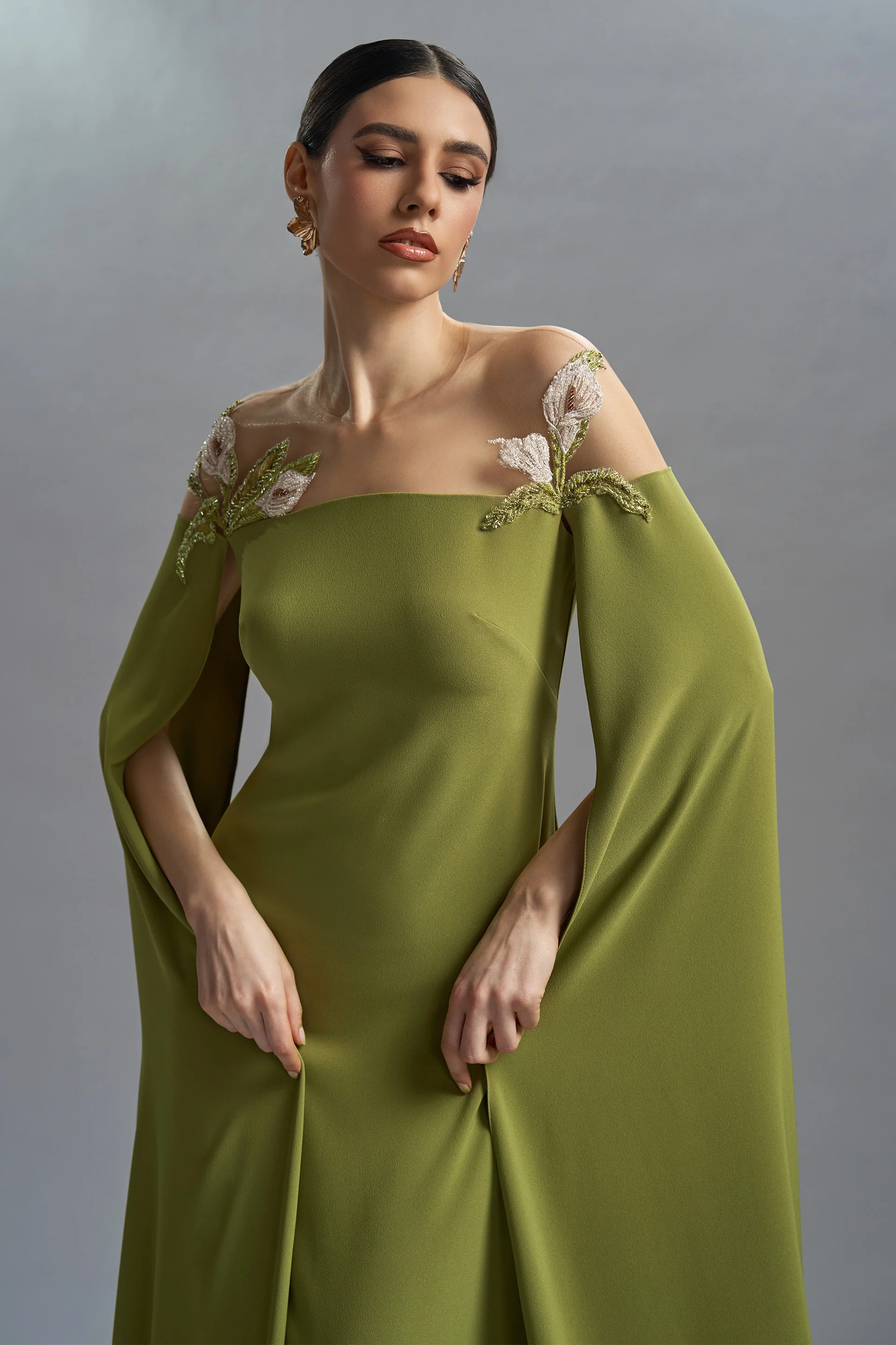 Rochie de seara din crepe si dantela cu aplicatii Daphne CA58 - Image 4