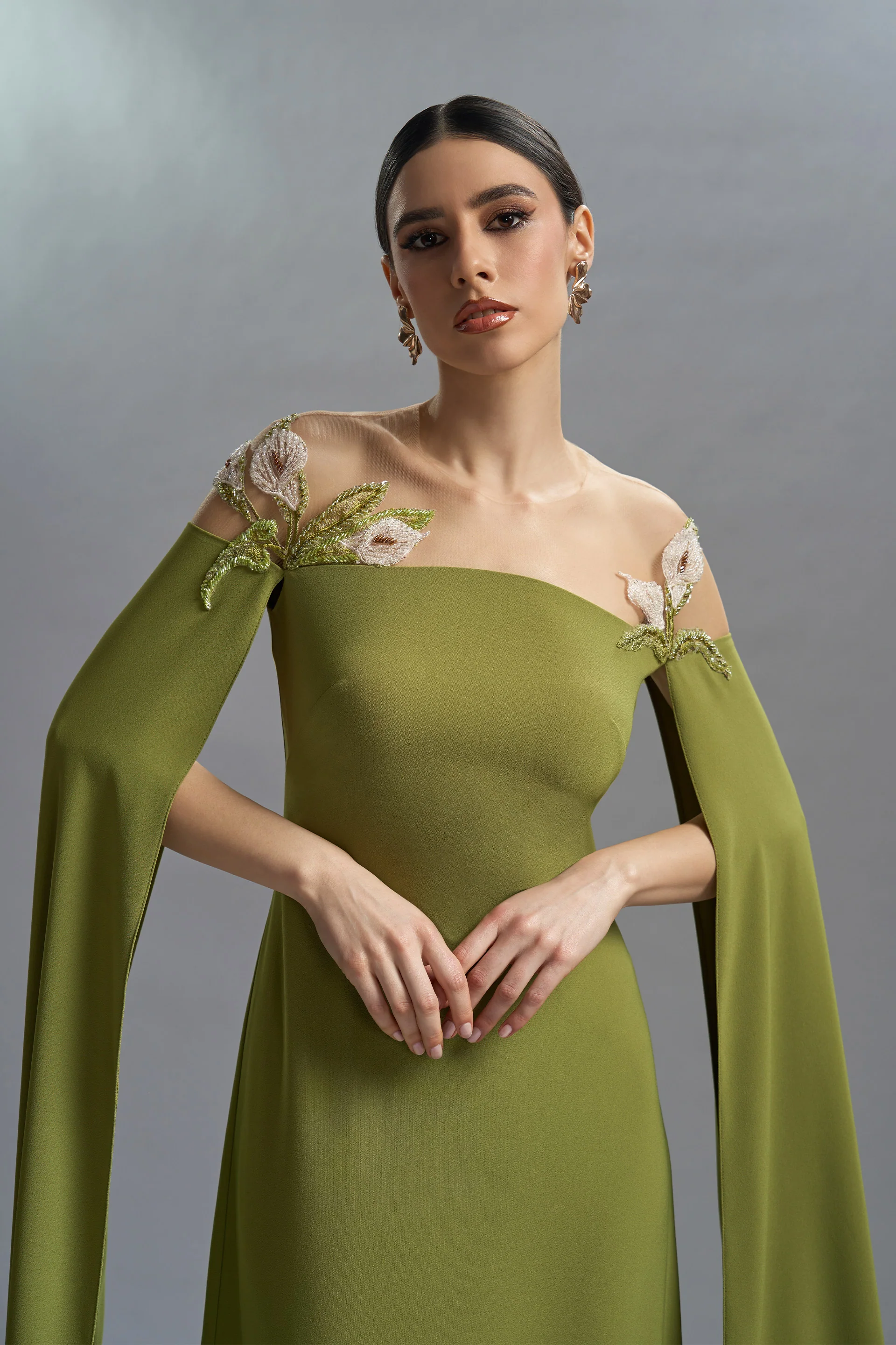 Rochie de seara din crepe si dantela cu aplicatii Daphne CA58 - Image 5