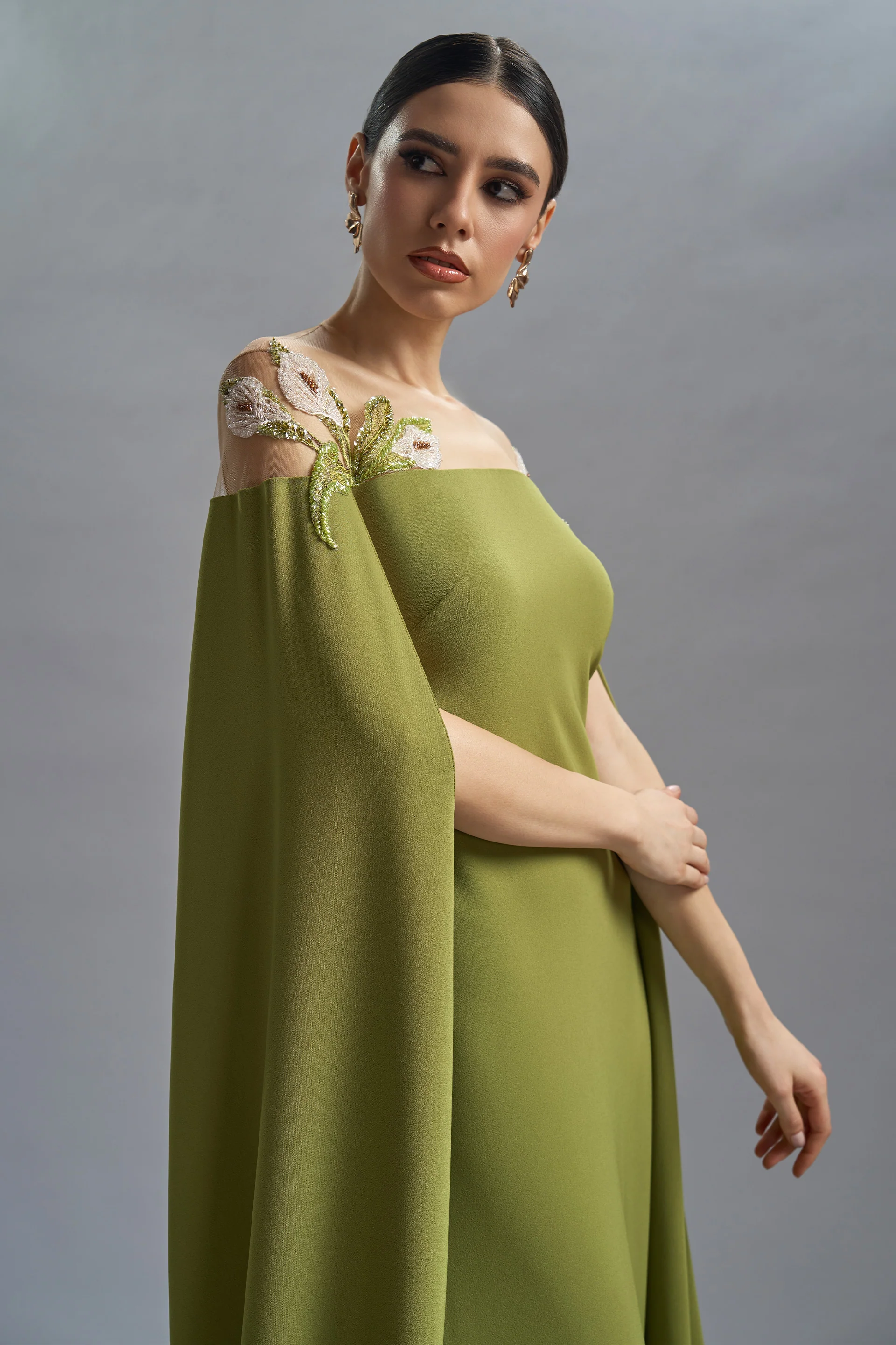 Rochie de seara din crepe si dantela cu aplicatii Daphne CA58 - Image 6