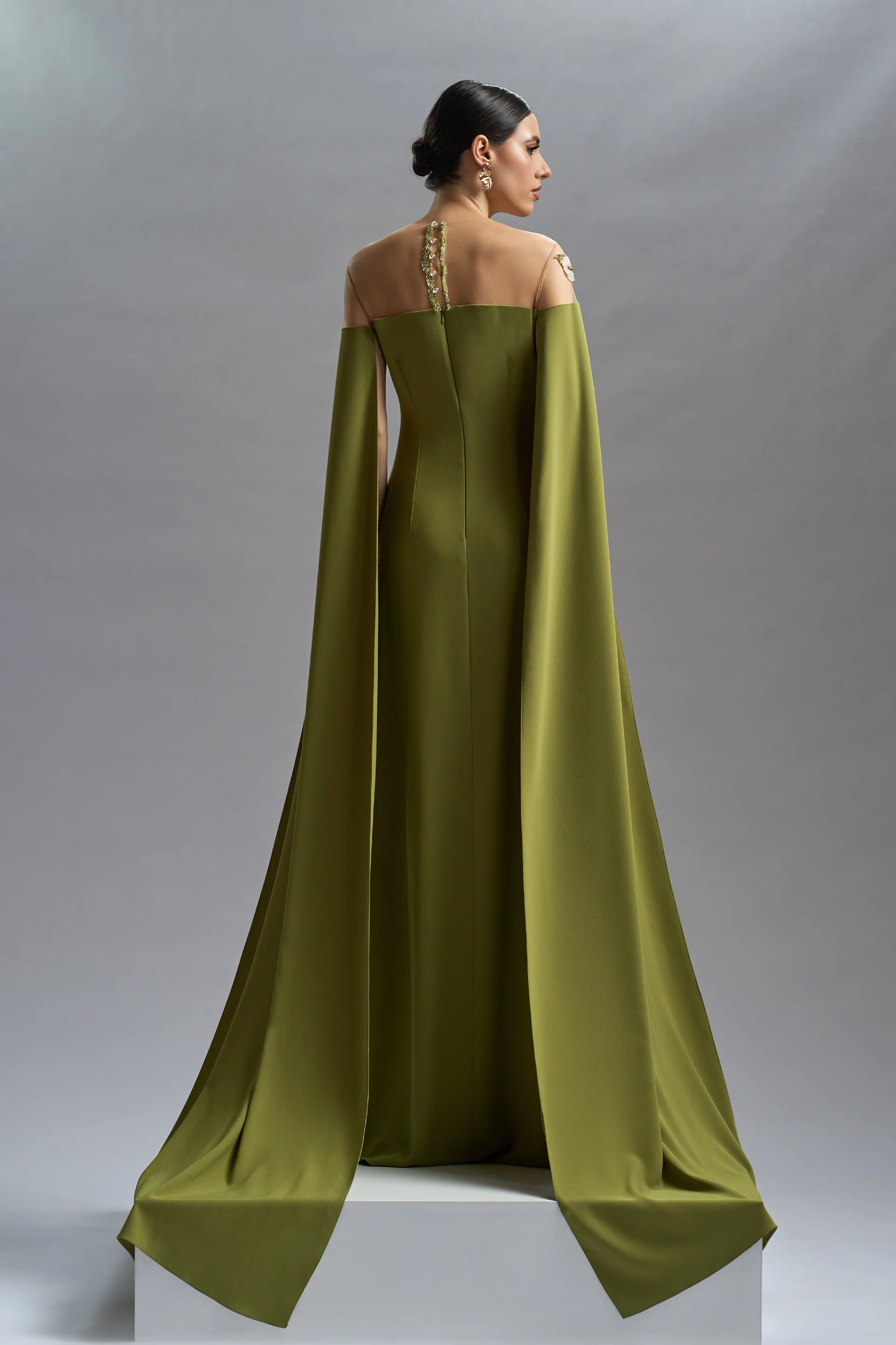 Rochie de seara din crepe si dantela cu aplicatii Daphne CA58 - Image 7