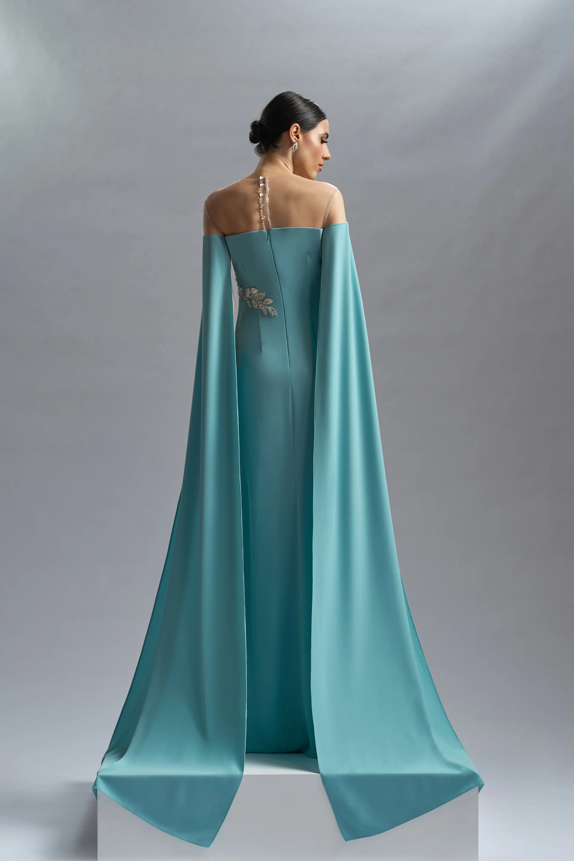 Rochie de seara din crepe si dantela cu aplicatii Kassandra CA57 - Image 11