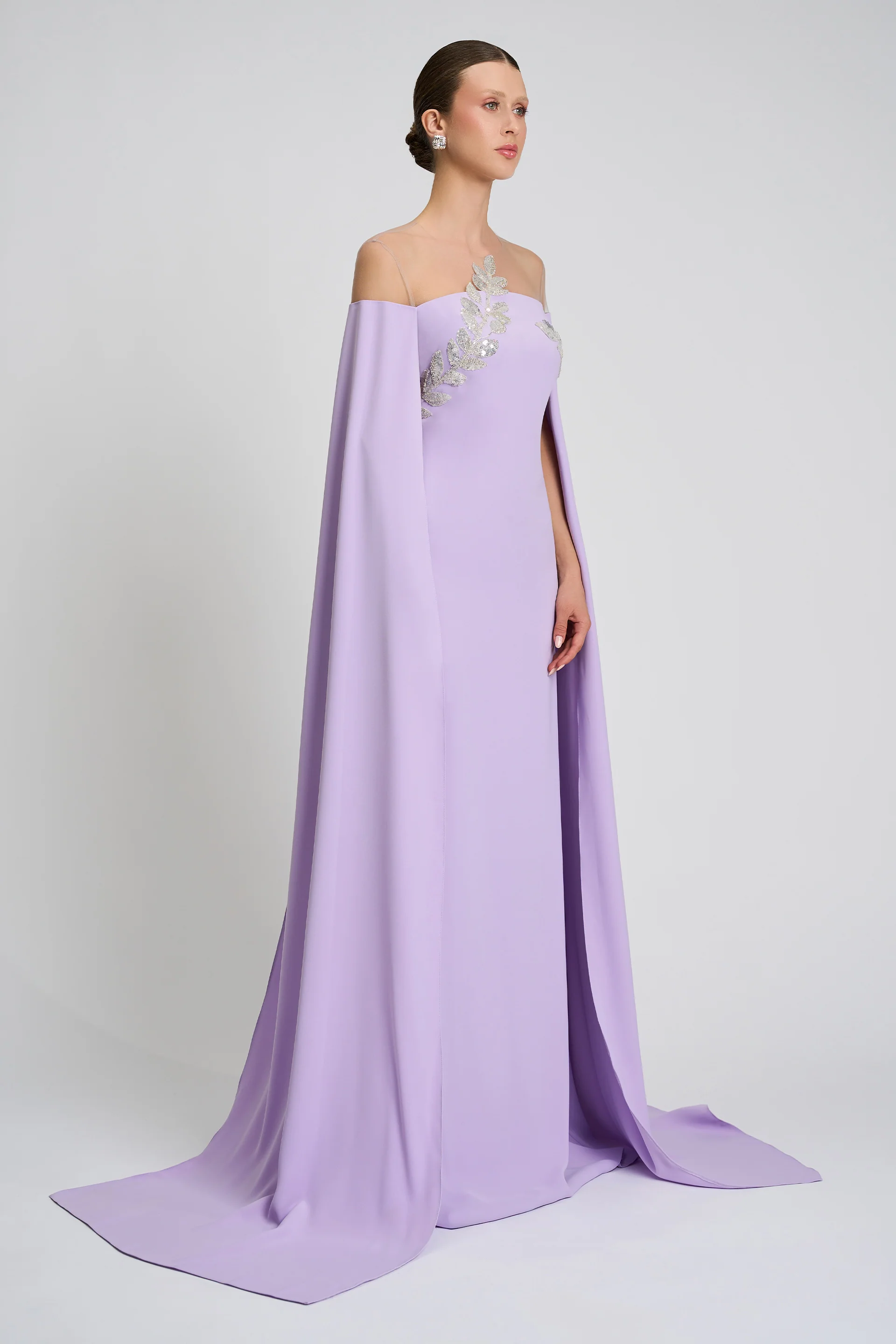 Rochie de seara din crepe si dantela cu aplicatii Kassandra CA57 - Image 12