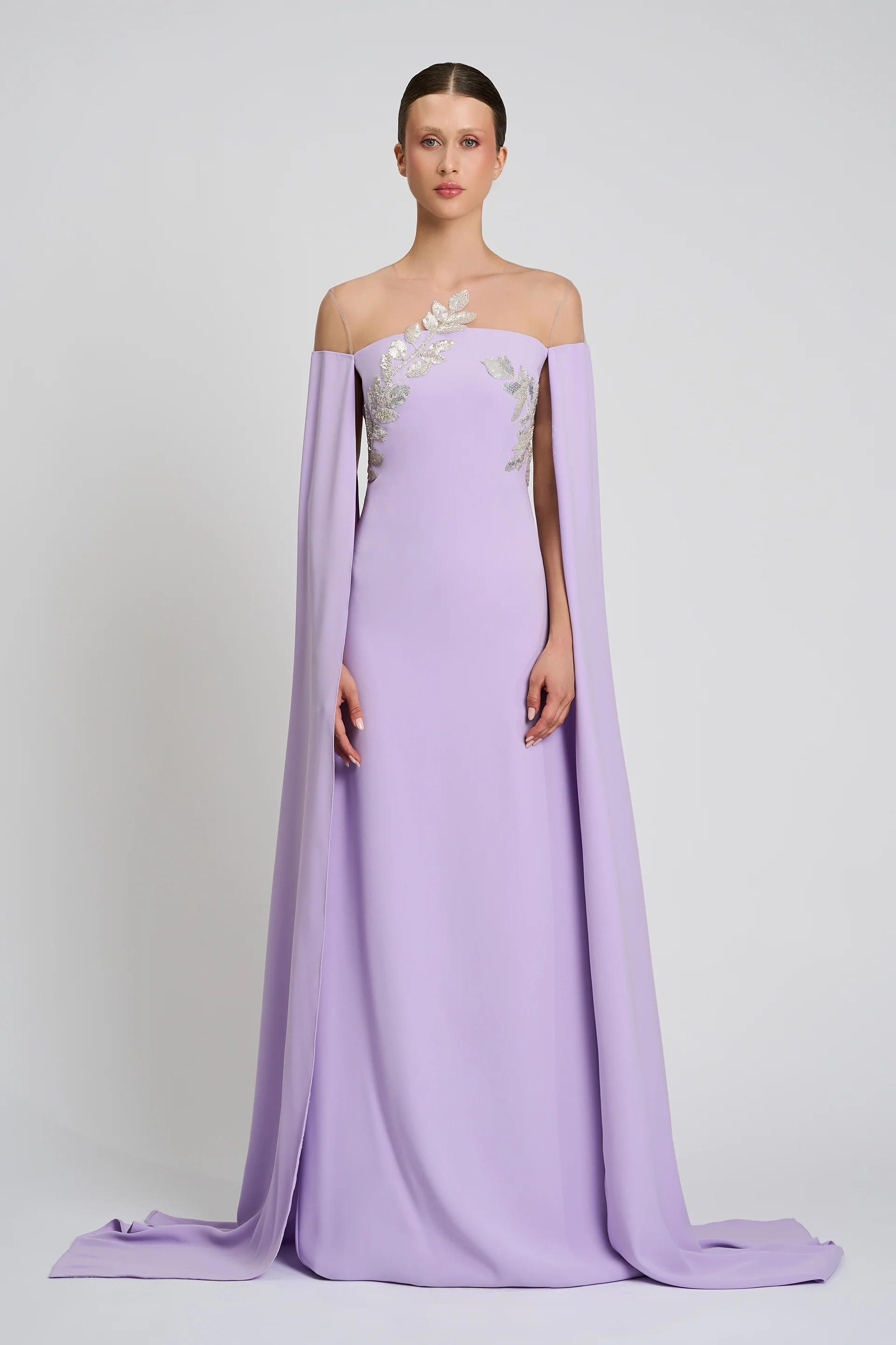 Rochie de seara din crepe si dantela cu aplicatii Kassandra CA57 - Image 13