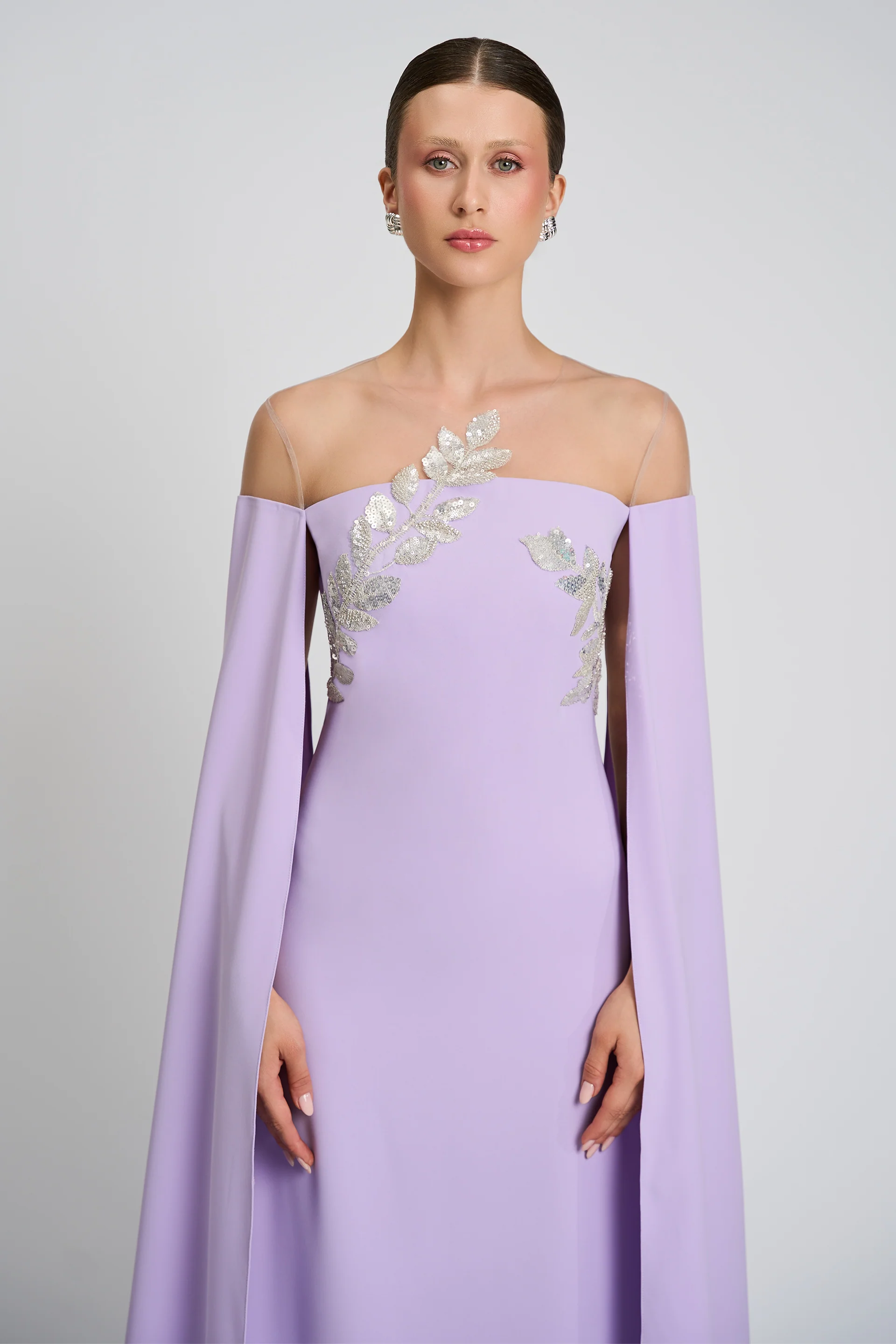 Rochie de seara din crepe si dantela cu aplicatii Kassandra CA57 - Image 15