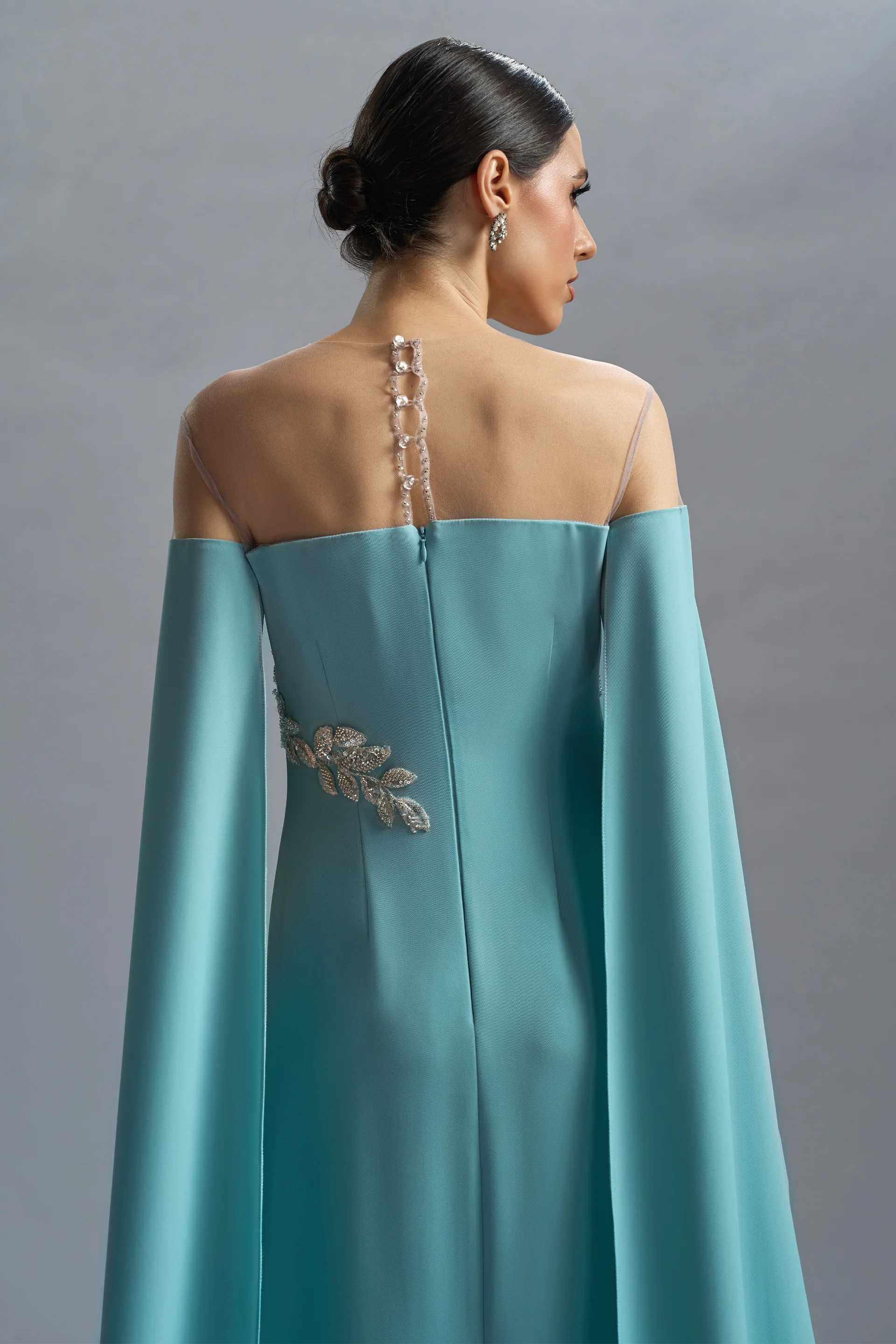 Rochie de seara din crepe si dantela cu aplicatii Kassandra CA57 - Image 9