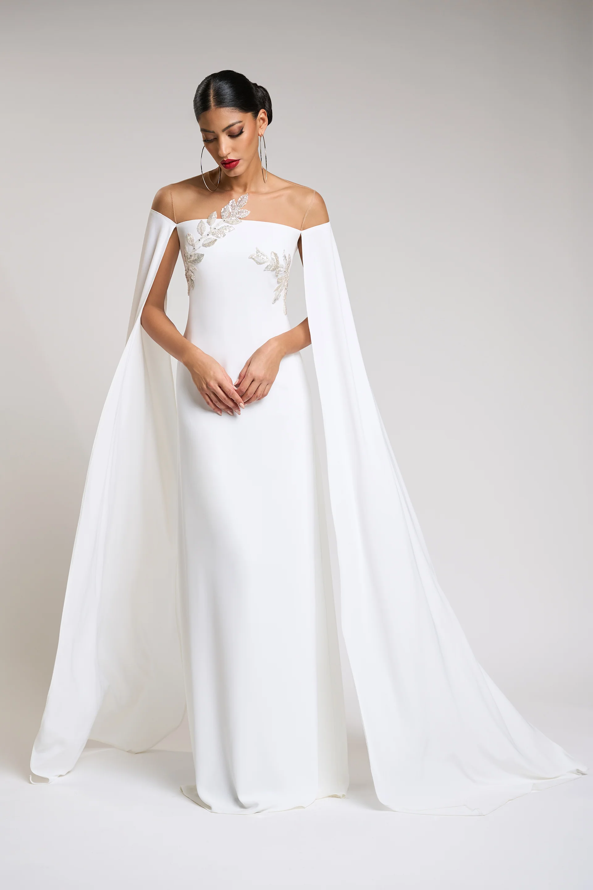 Rochie de seara din crepe si dantela cu aplicatii Kassandra CA57 - Image 14